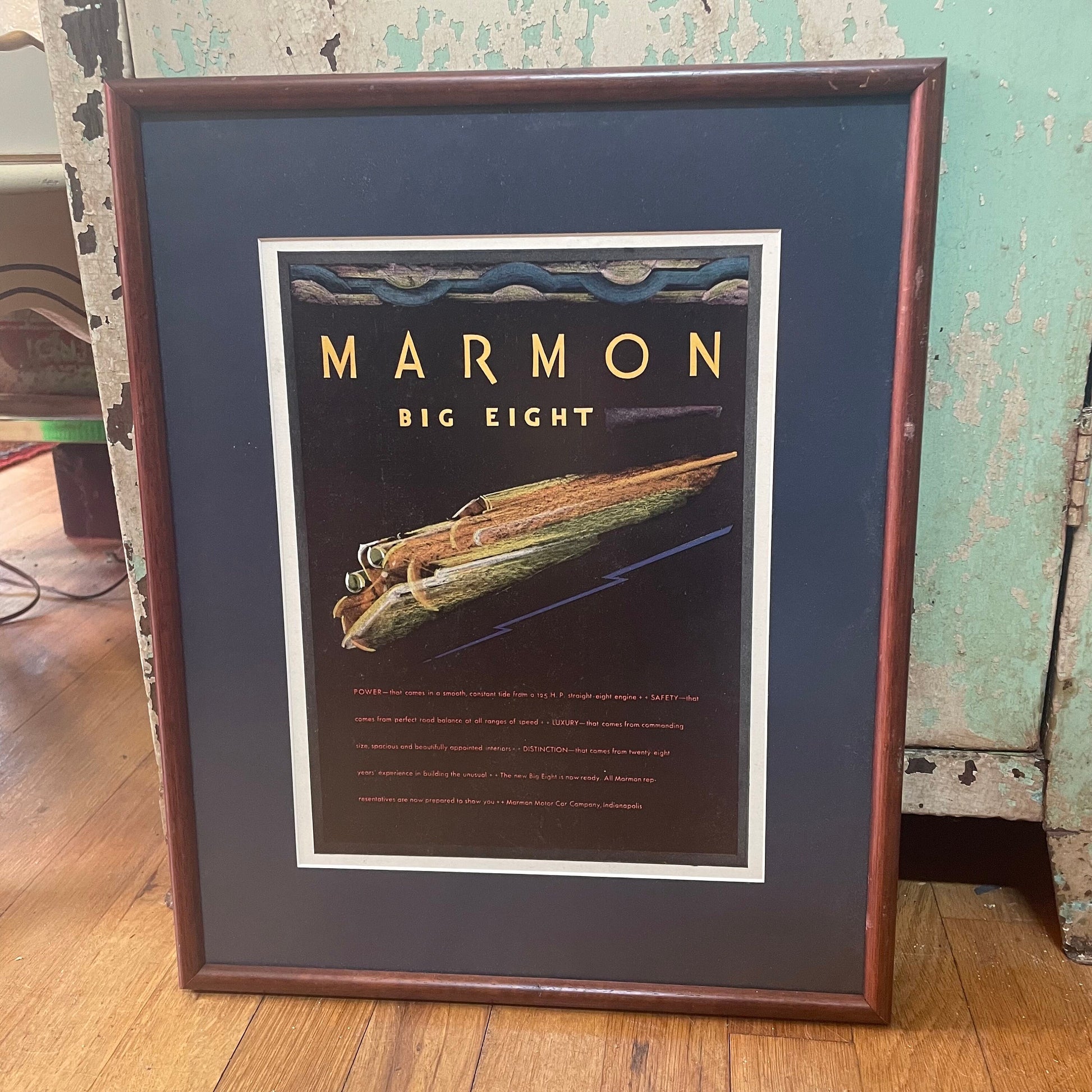 Framed Marmon Big Eight Vintage Advertisement, Wall Decor, Vintage Car Art, Car Enthusiast Gift, Retro Garage Decor