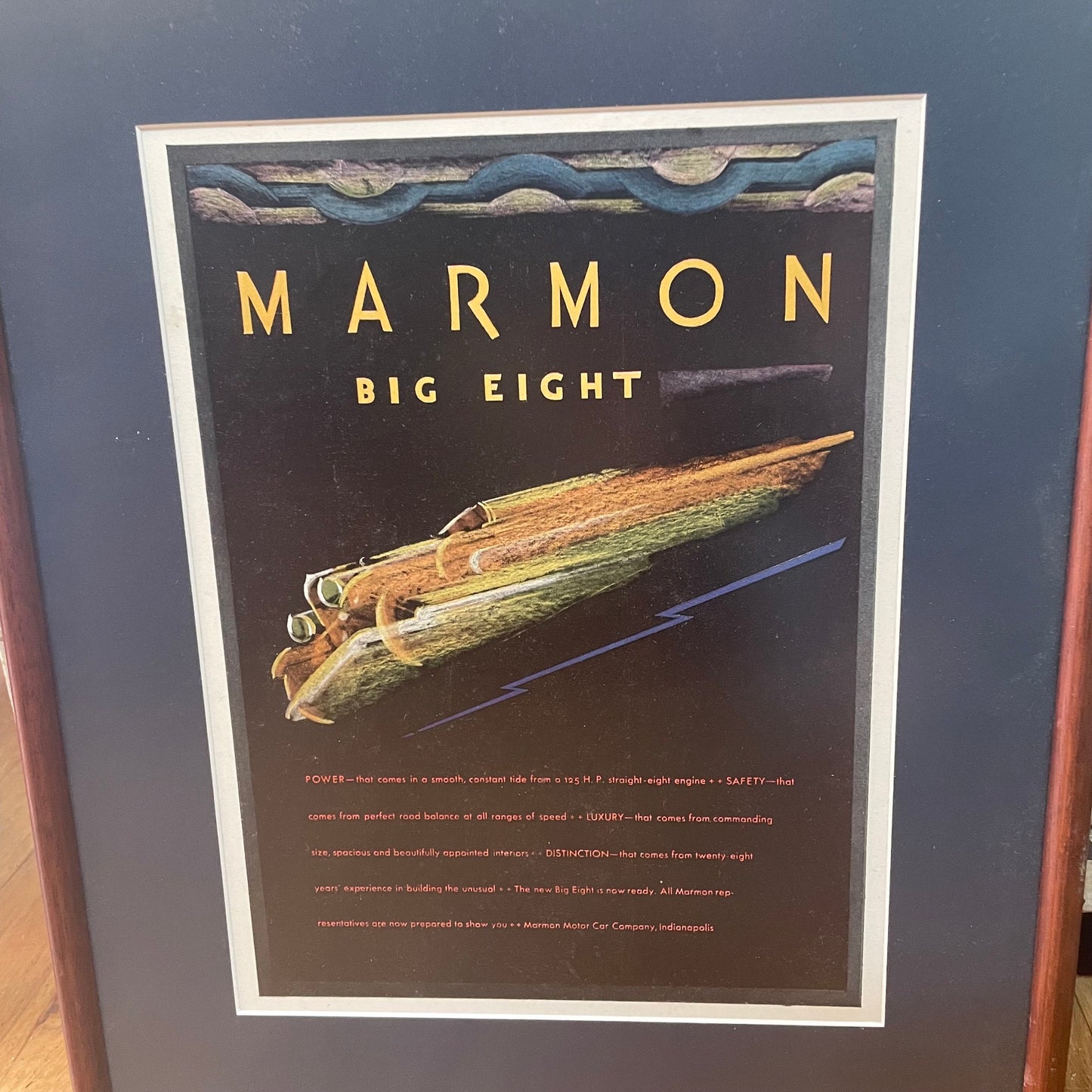 Framed Marmon Big Eight Vintage Advertisement, Wall Decor, Vintage Car Art, Car Enthusiast Gift, Retro Garage Decor