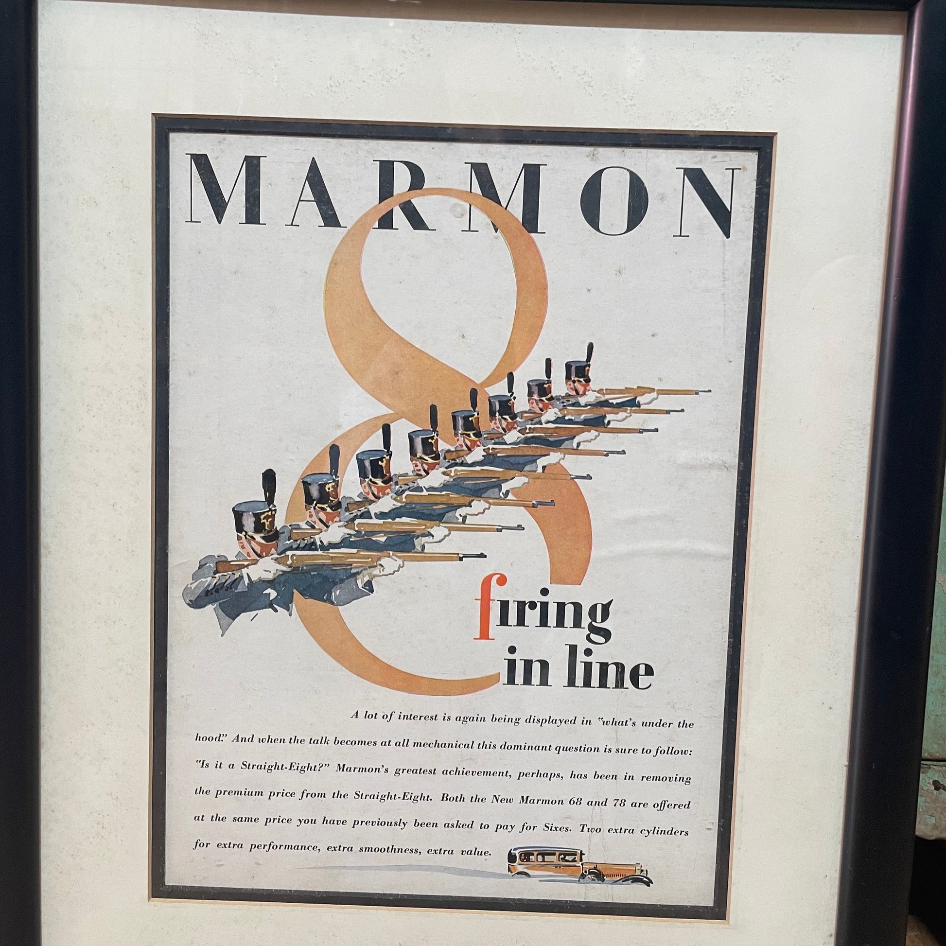 Vintage Marmon Advertisement Framed Print, Wall Art Decor, Retro Decor, Classic Car Ad, Man Cave Wall Hanging