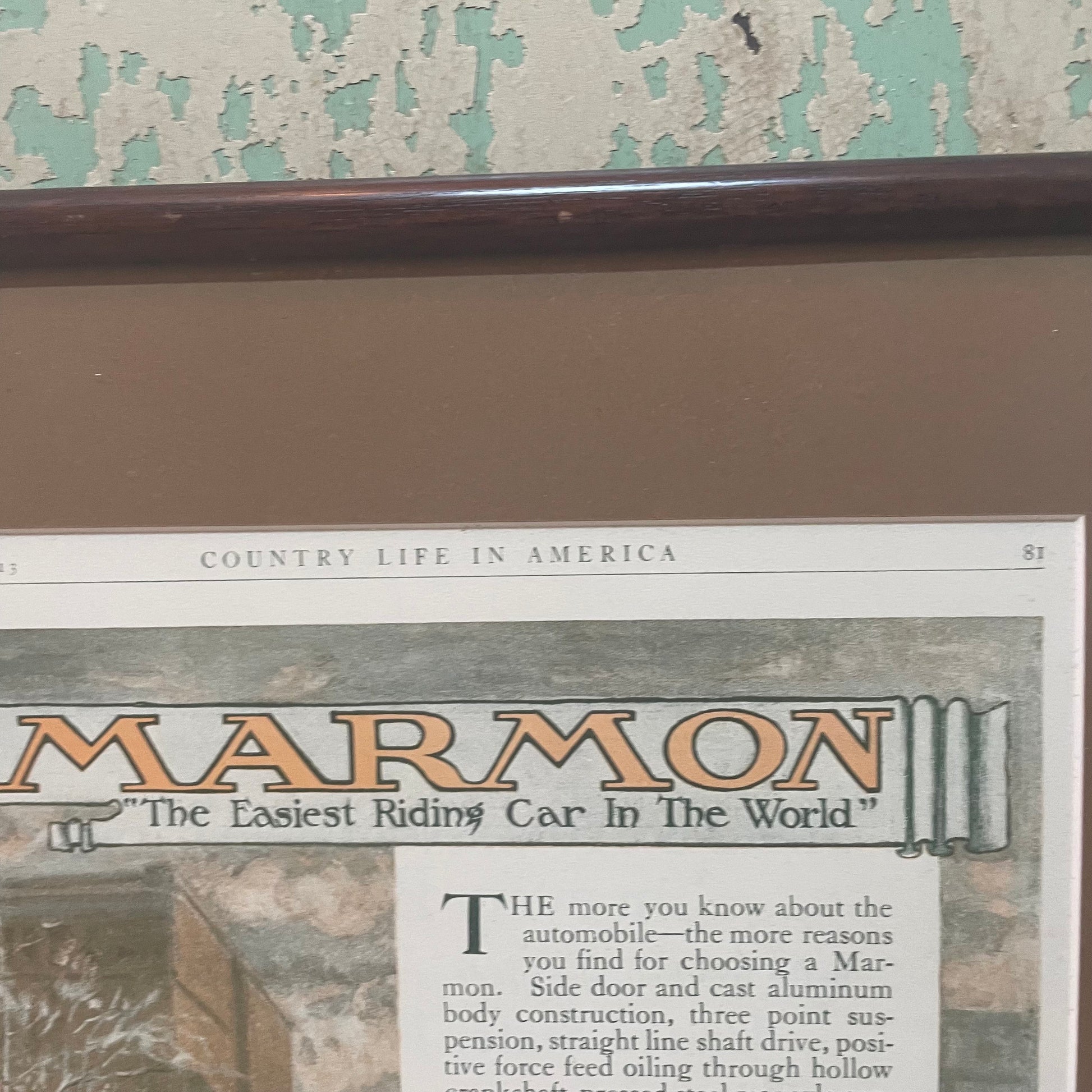 Vintage Marmon Car Advertisement 1913, Framed Wall Art Decor, Antique Car Print, Automotive Memorabilia, Garage Decor