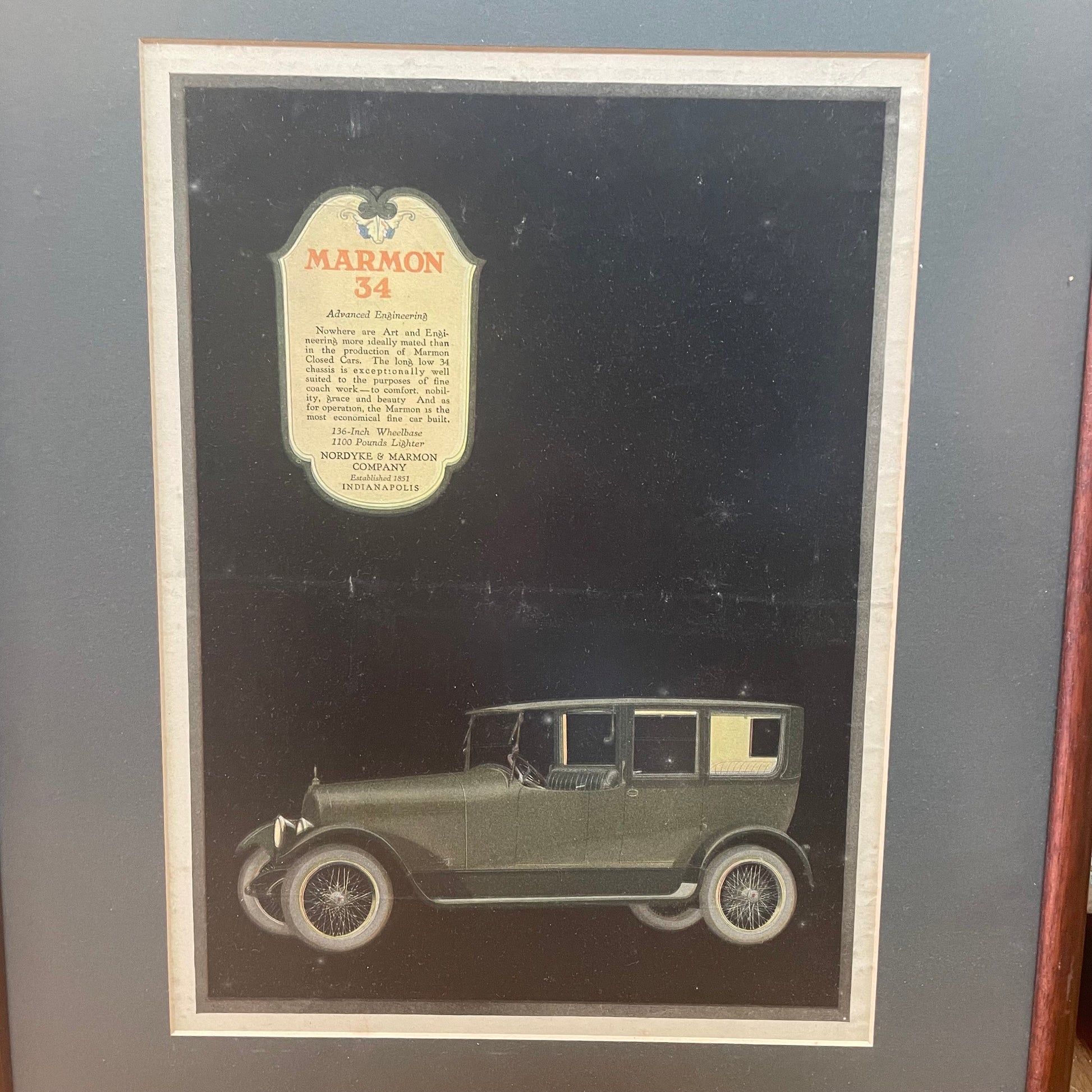 Marmon 32 Advertisement Framed Vintage Print, Wall Decor Art, Antique Car Ad, Retro Home Decor, Man Cave Decor