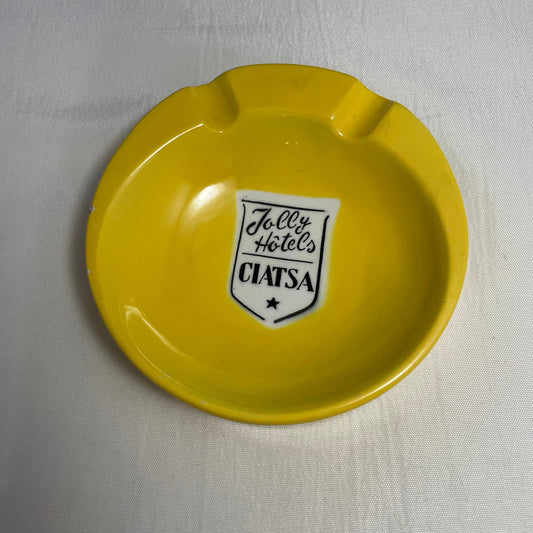 Jolly Hotels Ciatsa Souvenir Ashtray Yellow, Vintage Travel Memorabilia, Retro Hotel Collectible, Unique Gift