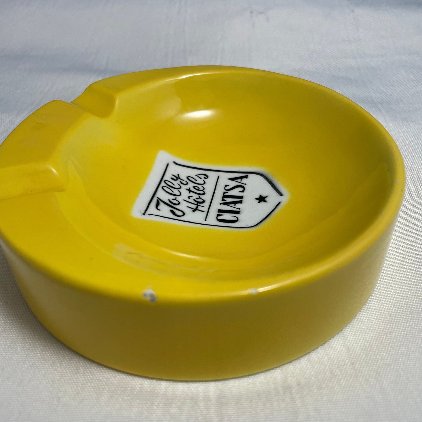 Jolly Hotels Ciatsa Souvenir Ashtray Yellow, Vintage Travel Memorabilia, Retro Hotel Collectible, Unique Gift