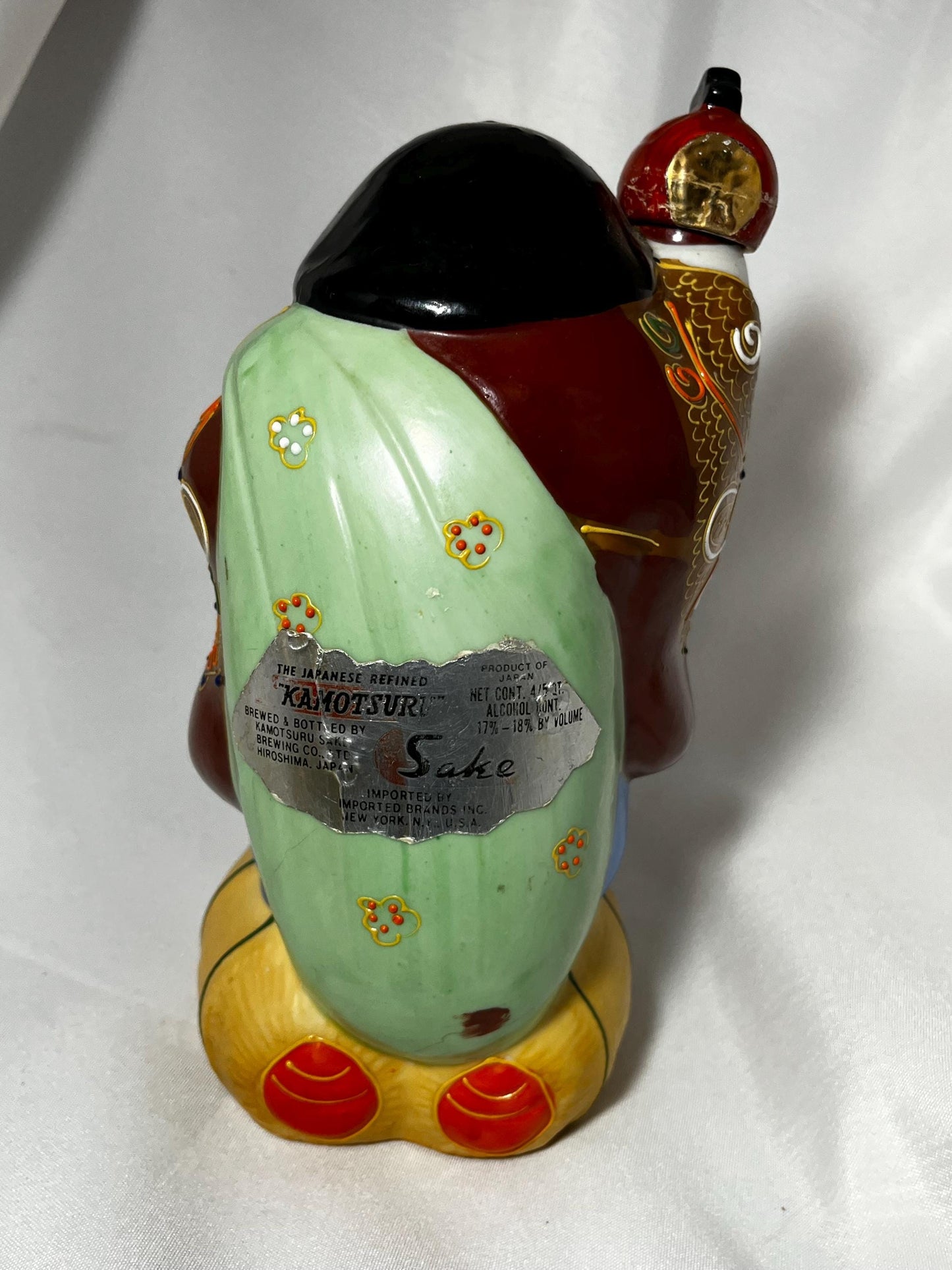 Vintage Kamotsuru Sake Decanter 60s, Hand-Painted Japanese Porcelain, Sake Server Gift Idea