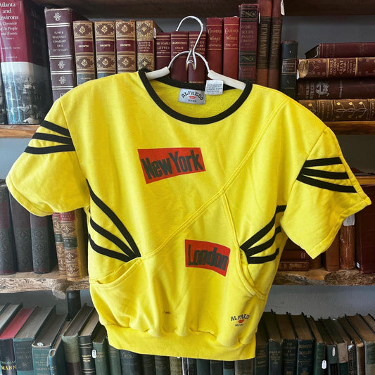 Vintage Alfredo Moro Sweatshirt Tee, 80s Fashion Shoulder Pads, Pockets, Retro Shirt