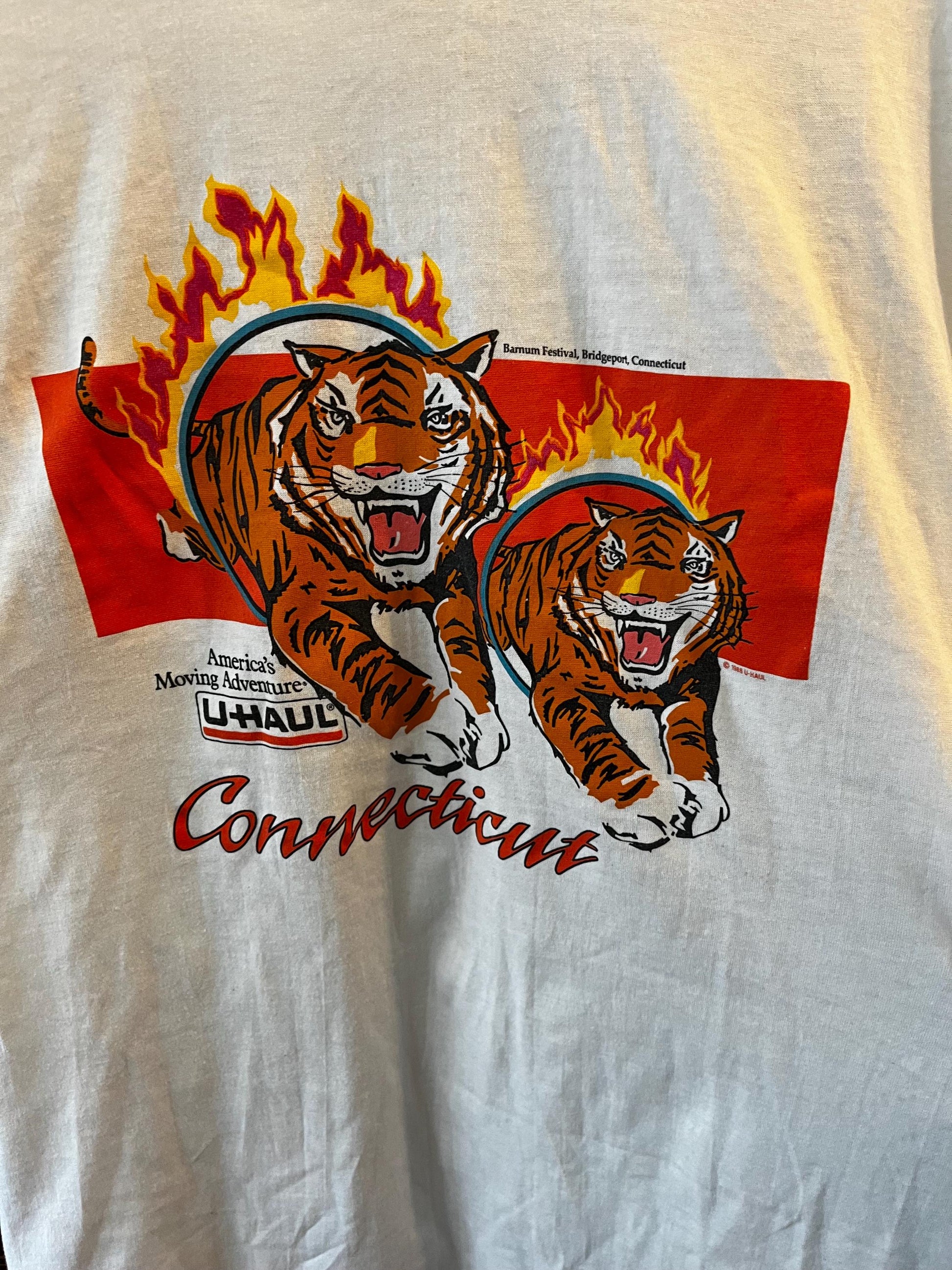 Vintage 1988 U-Haul Connecticut Bridgeport Barnum Festival Tiger Tee, Graphic T-Shirt, 80s Fashion