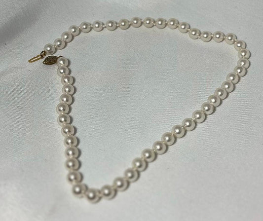 Freshwater Pearl Necklace 16.75 in, Hand-Knotted Pearls, Elegant Pearl Jewelry, Classic Necklace, Bridal Pearls