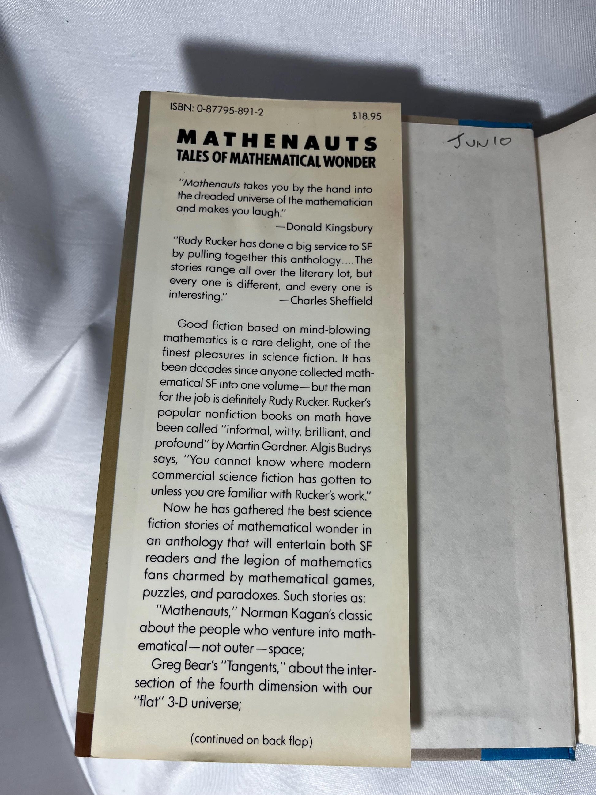 Mathenauts Short Story Collection Hardcover 1987, Isaac Asimov Greg Bear Douglas Hofstadter Science Fiction