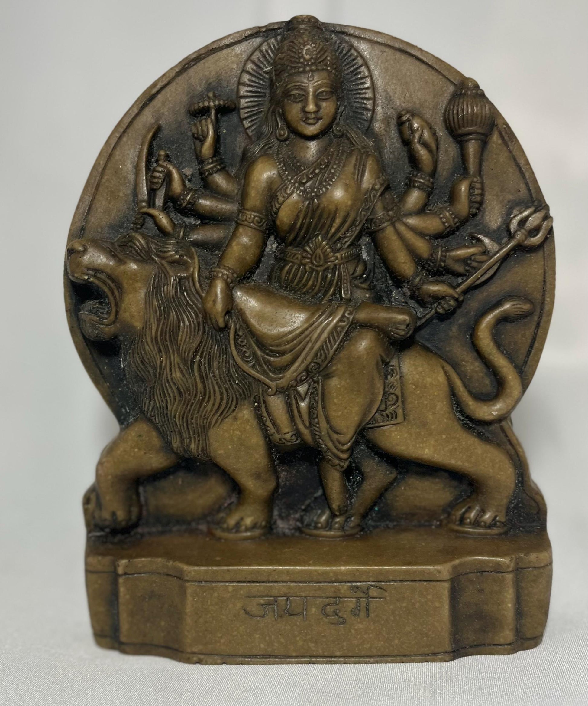 Hindu Goddess Durga Lion Statue, Ceramic Sculpture, Spiritual Home Decor, Goddess Statue, Hindu Gift