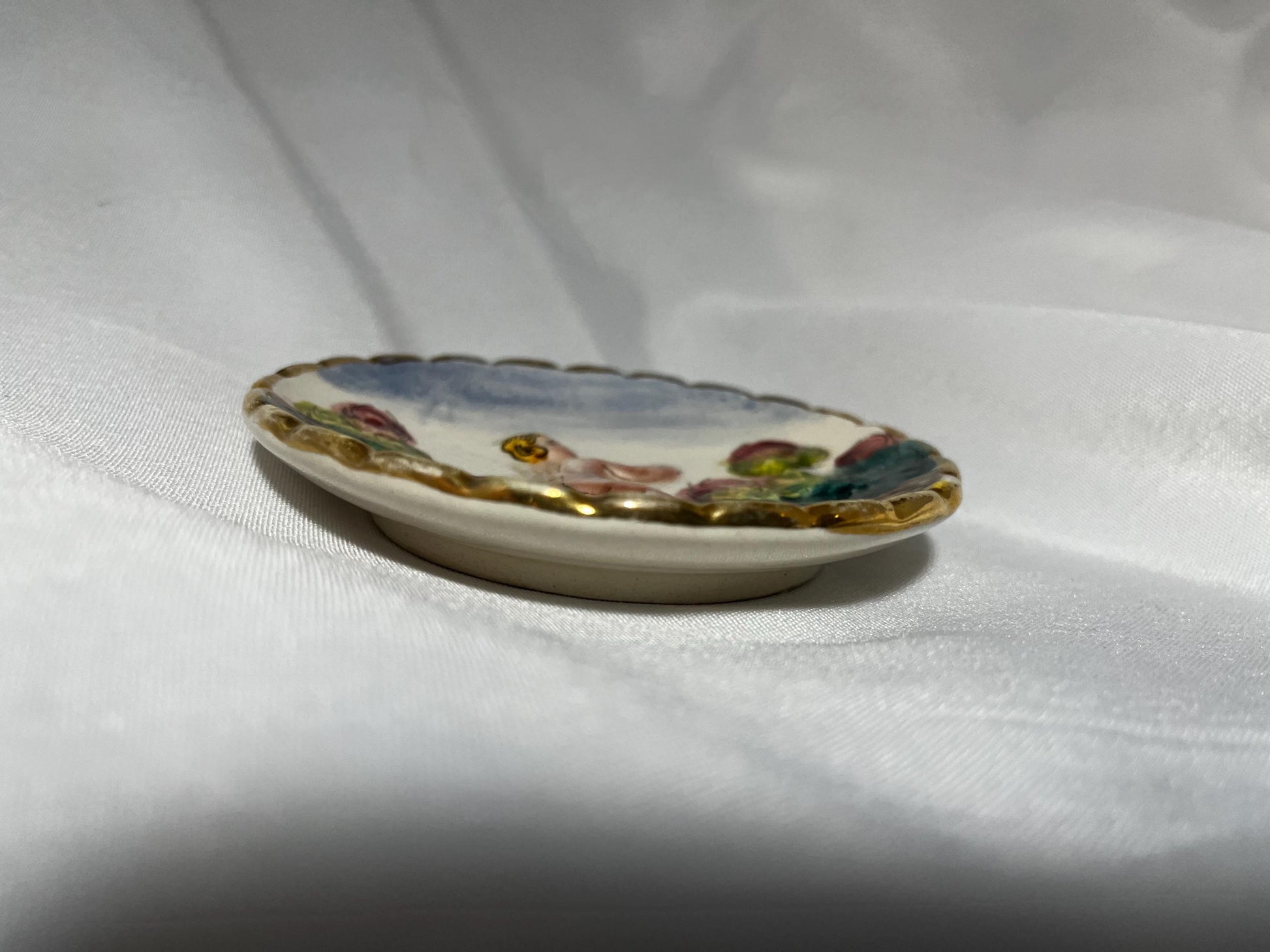 Vintage Italian Porcelain Saucer, Capodimonte, Hand Painted Collectible