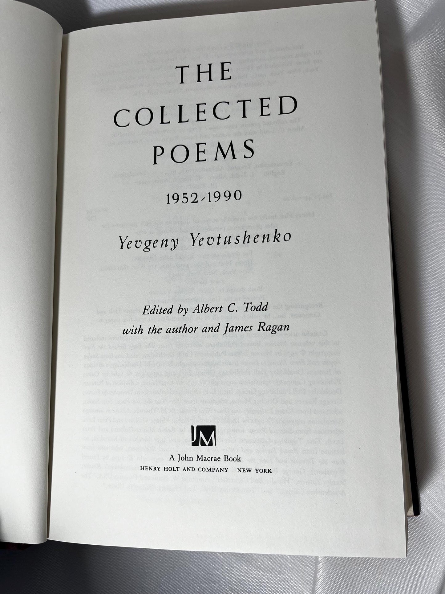SIGNED Yevgeny Yevtushenko Poetry Book, Hardcover First Edition, Russian Literature Gift, 1991 Collector's Edition