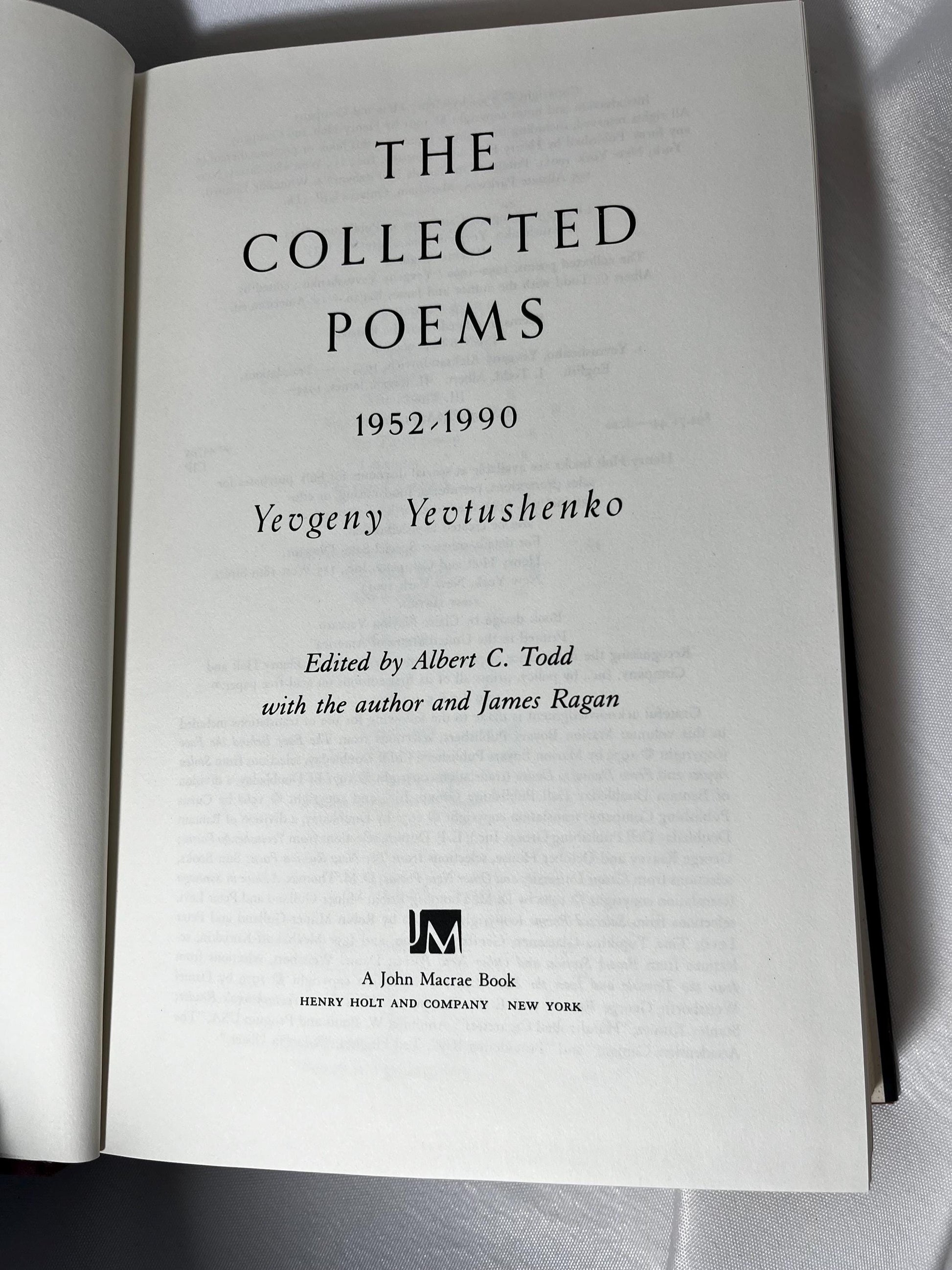 SIGNED Yevgeny Yevtushenko Poetry Book, Hardcover First Edition, Russian Literature Gift, 1991 Collector's Edition
