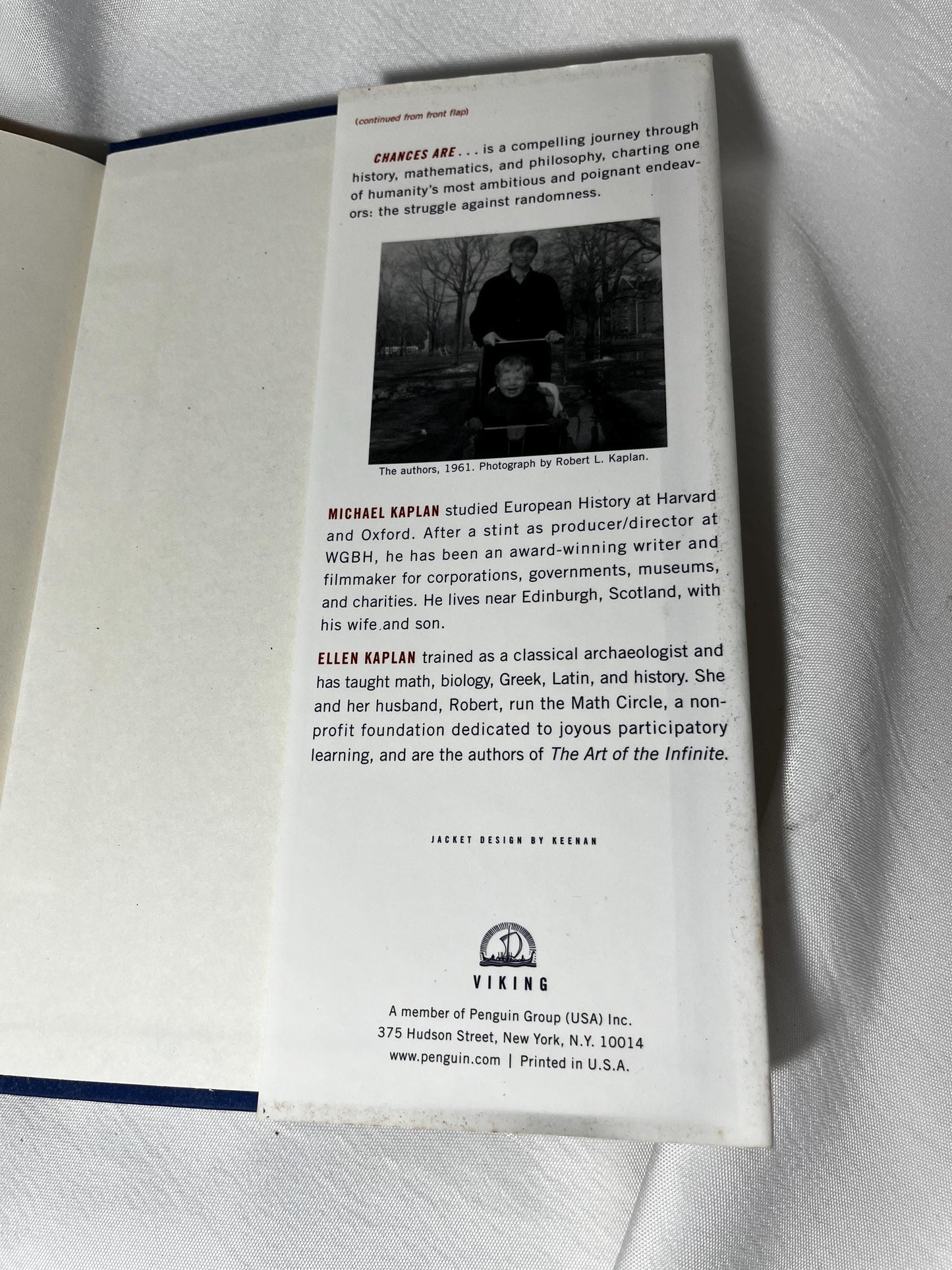 Chances Are: Adventures in Probability Book, Michael Kaplan, Ellen Kaplan, 2006 First Edition, Hardcover