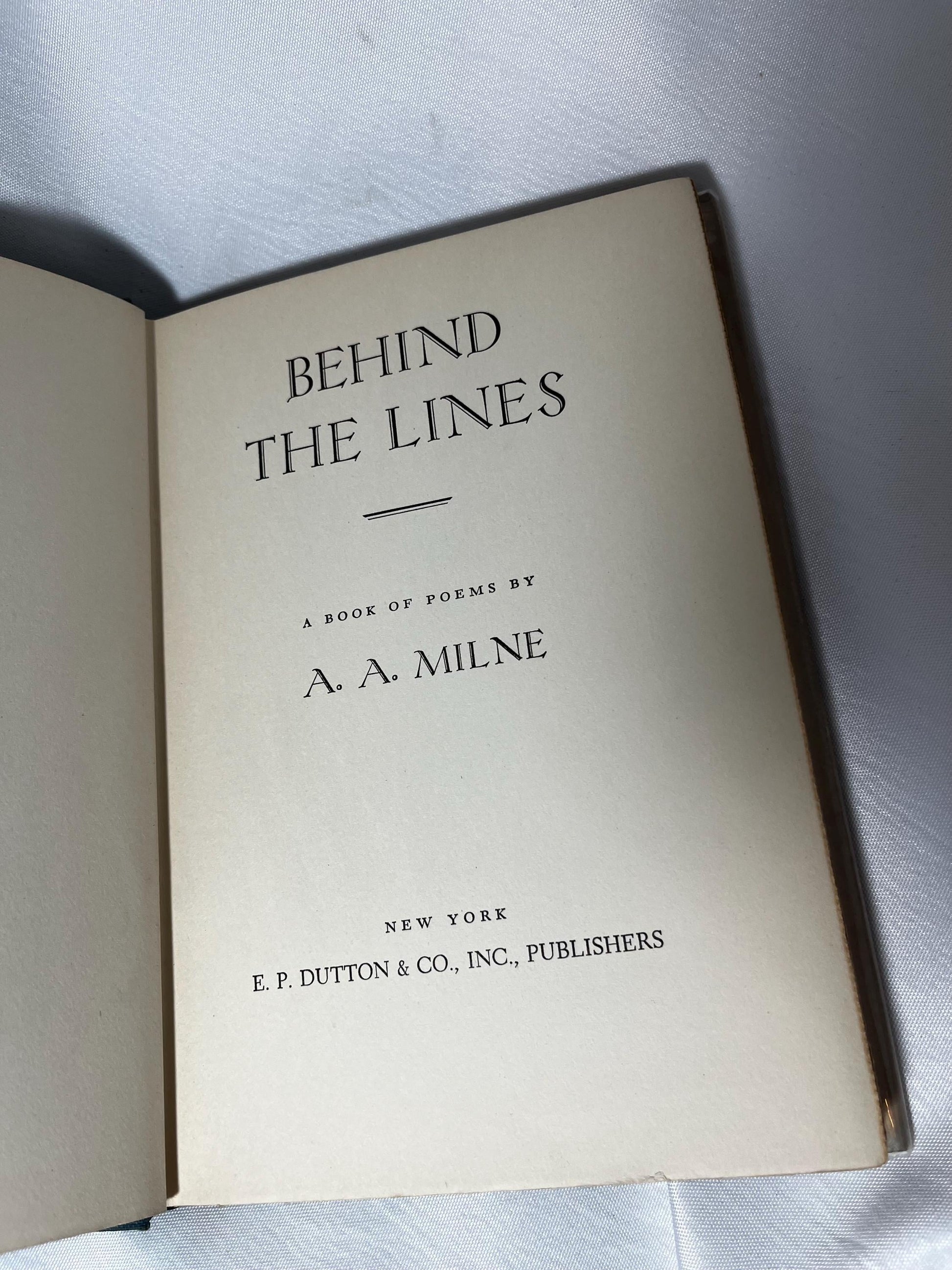 Vintage A.A. Milne Poems Book, "Behind the Lines", English Poems Hardcover, 1940 First Edition, Poetry Lover Gift