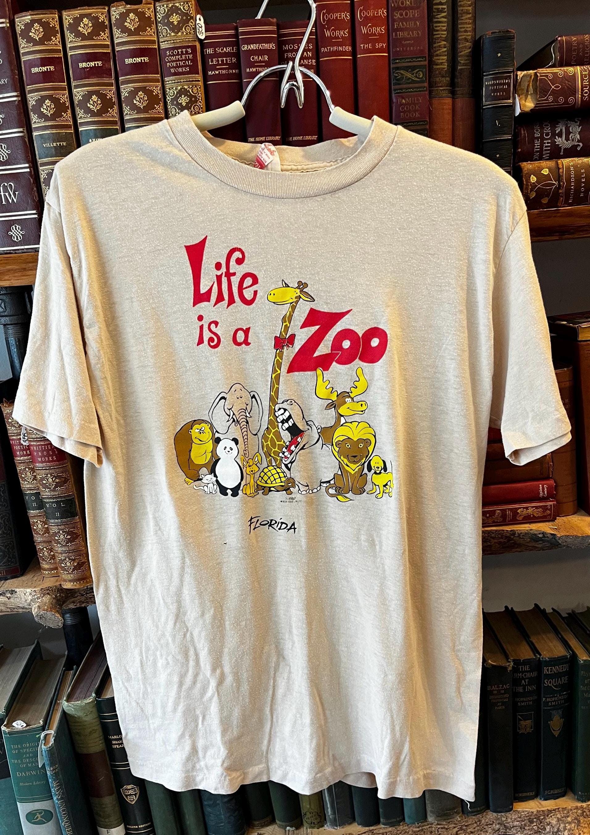 Vintage Life is a Zoo Florida Tee 1987, Graphic T-shirt, Retro 80s Fashion Shirt, Animal Lover Gift