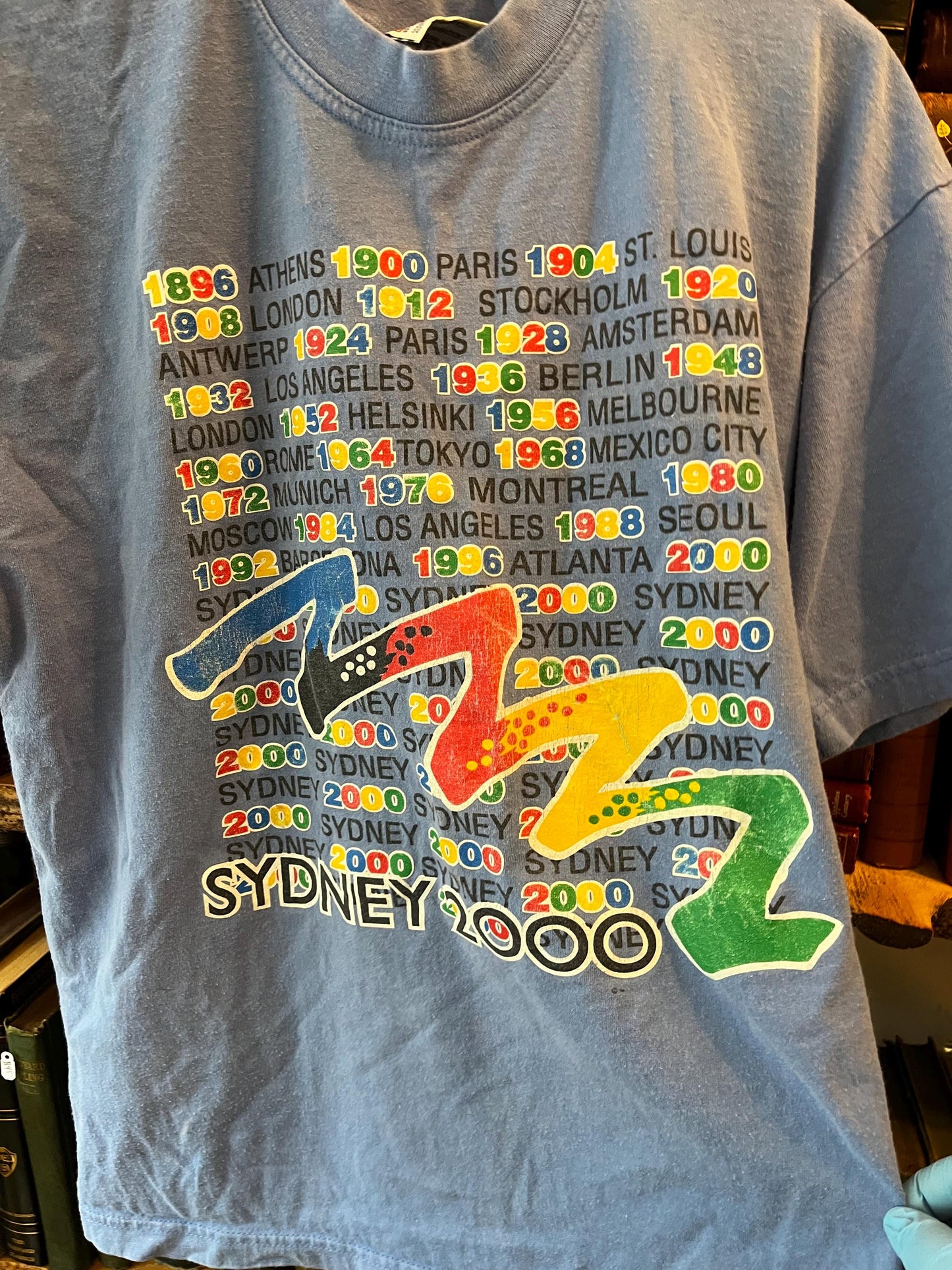 Vintage Blue Sydney 2000 Olympics Graphic T Shirt, Classic Retro Tee, Sporting Event Memorabilia