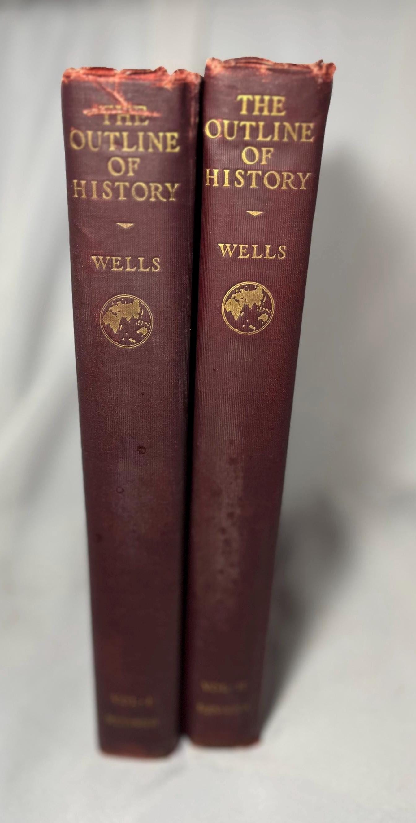 H.G. Wells History Book Set, The Outline of History Volumes I & II, 1926 Hardcover Edition