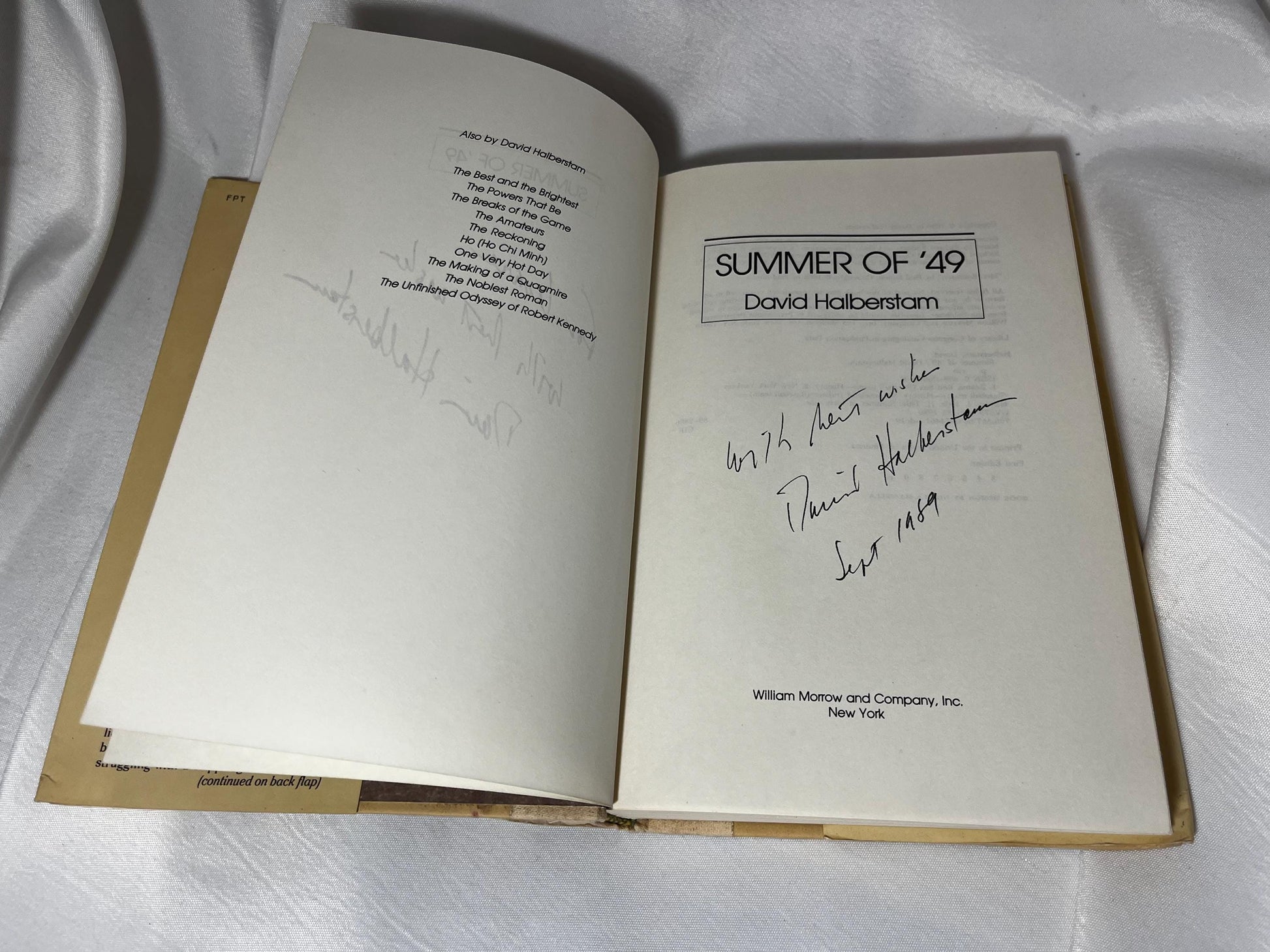 SIGNED "Summer of '49" Baseball History Book by David Halberstam, First Edition Hardcover