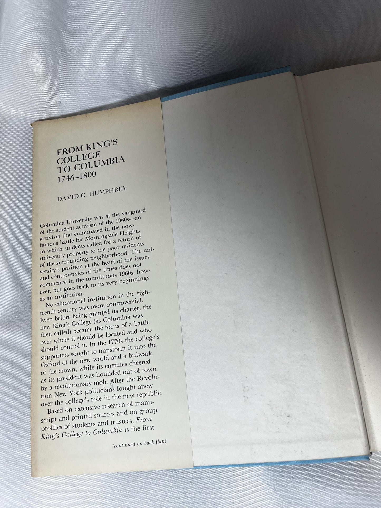 David C. Humphrey Columbia University History Hardcover Book 1976 First Edition