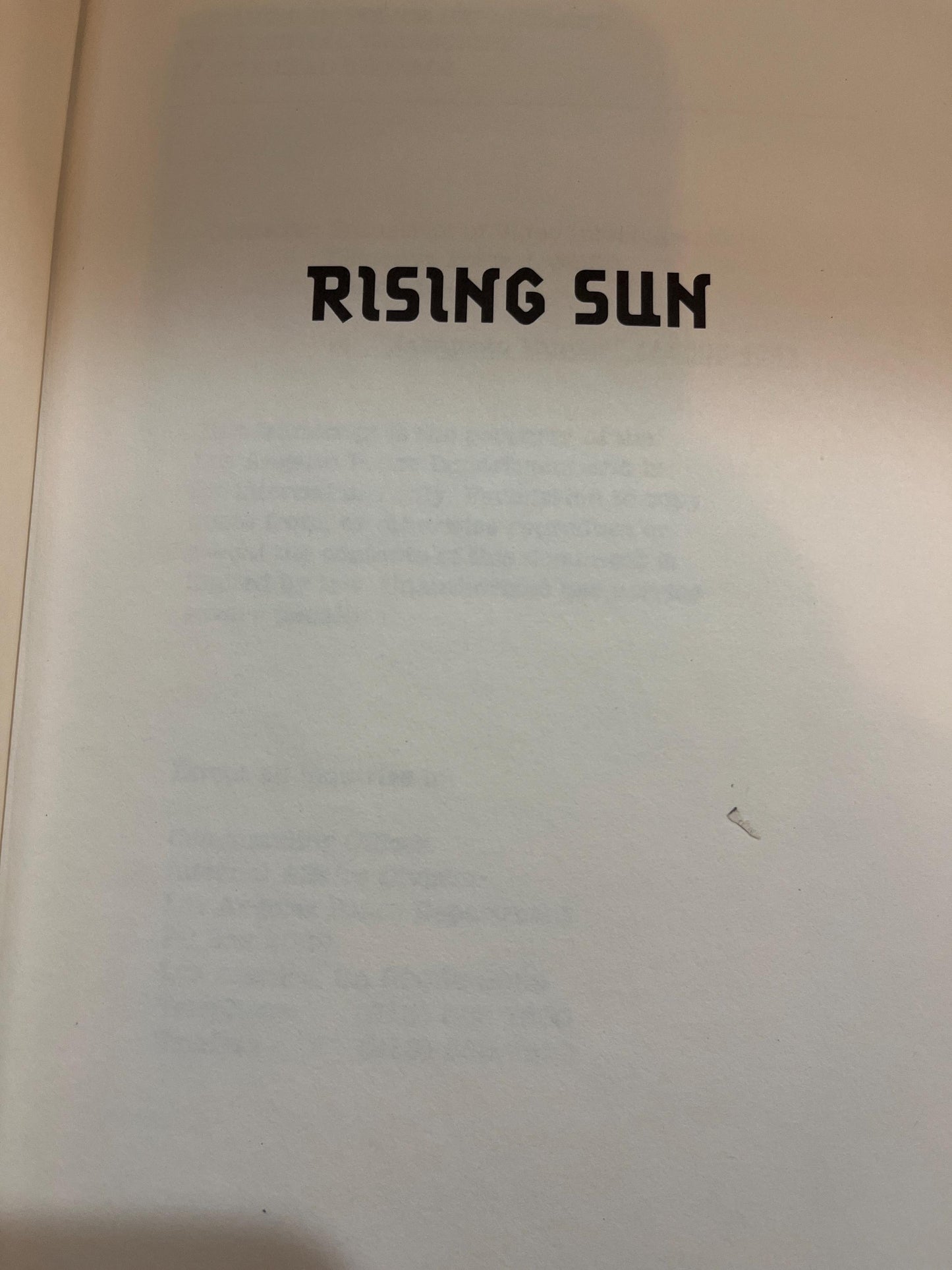 1992 "Rising Sun" by Michael Crichton Hardcover, First Edition Crime Novel Book