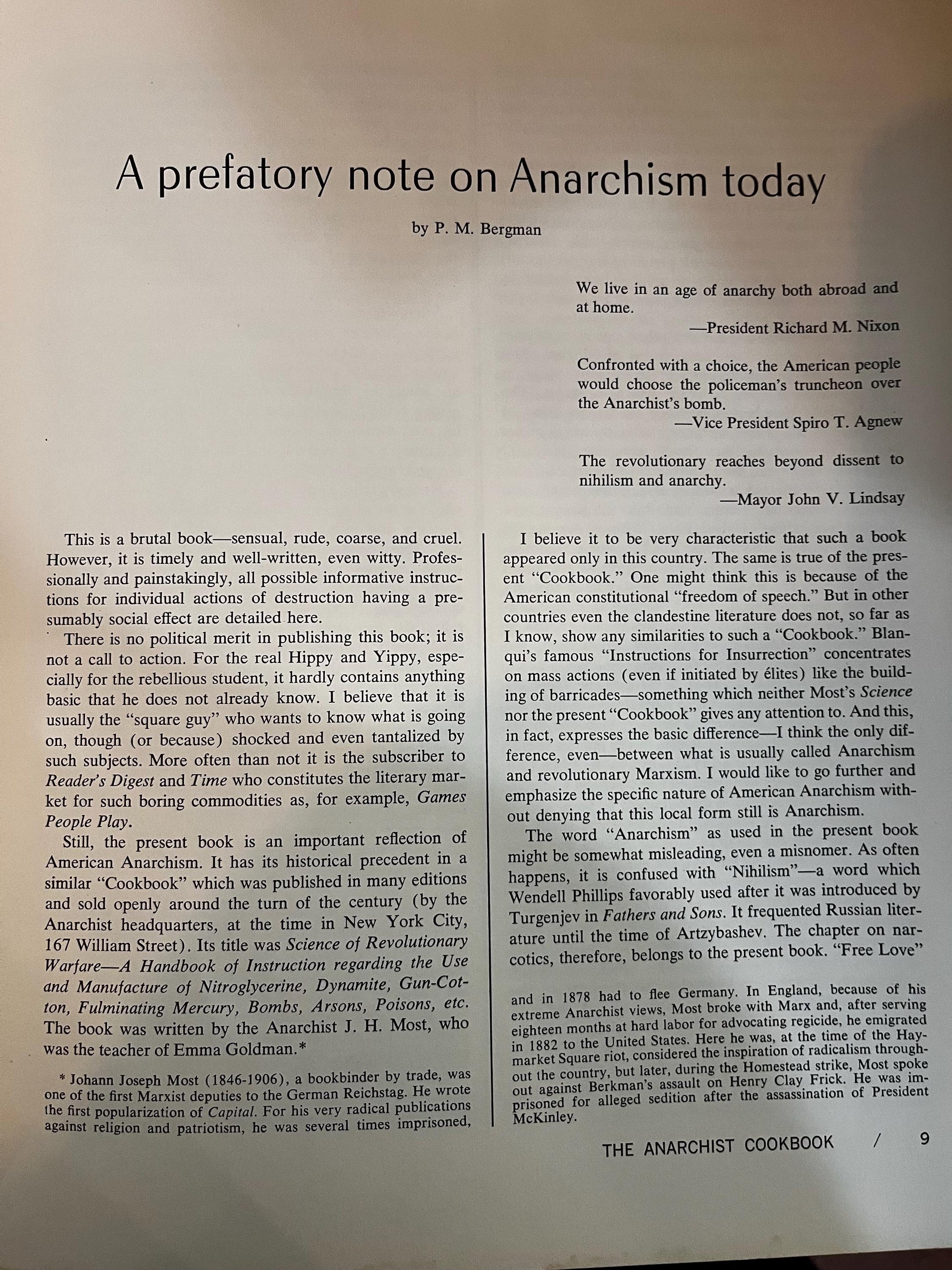 Vintage "Anarchist Cookbook" Softcover 1971, First Edition, Counterculture Classic, English US Language