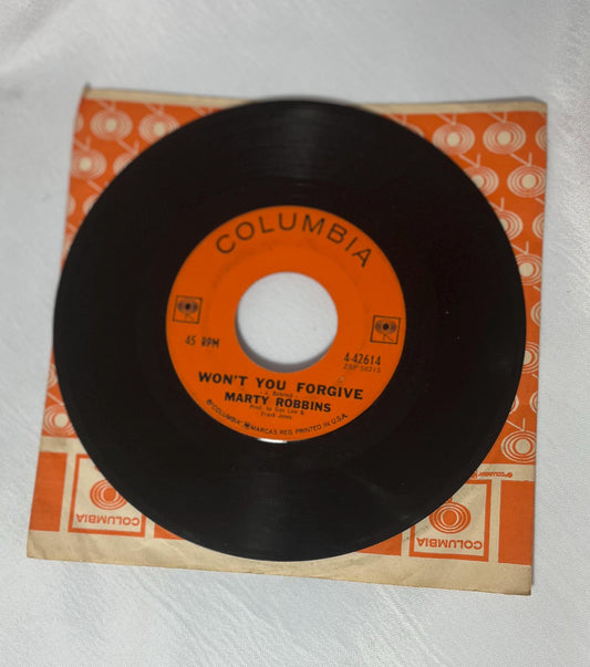 Vintage Marty Robbins Record 45 RPM Single, Ruby Ann/Won't You Forgive, Columbia Records 1962