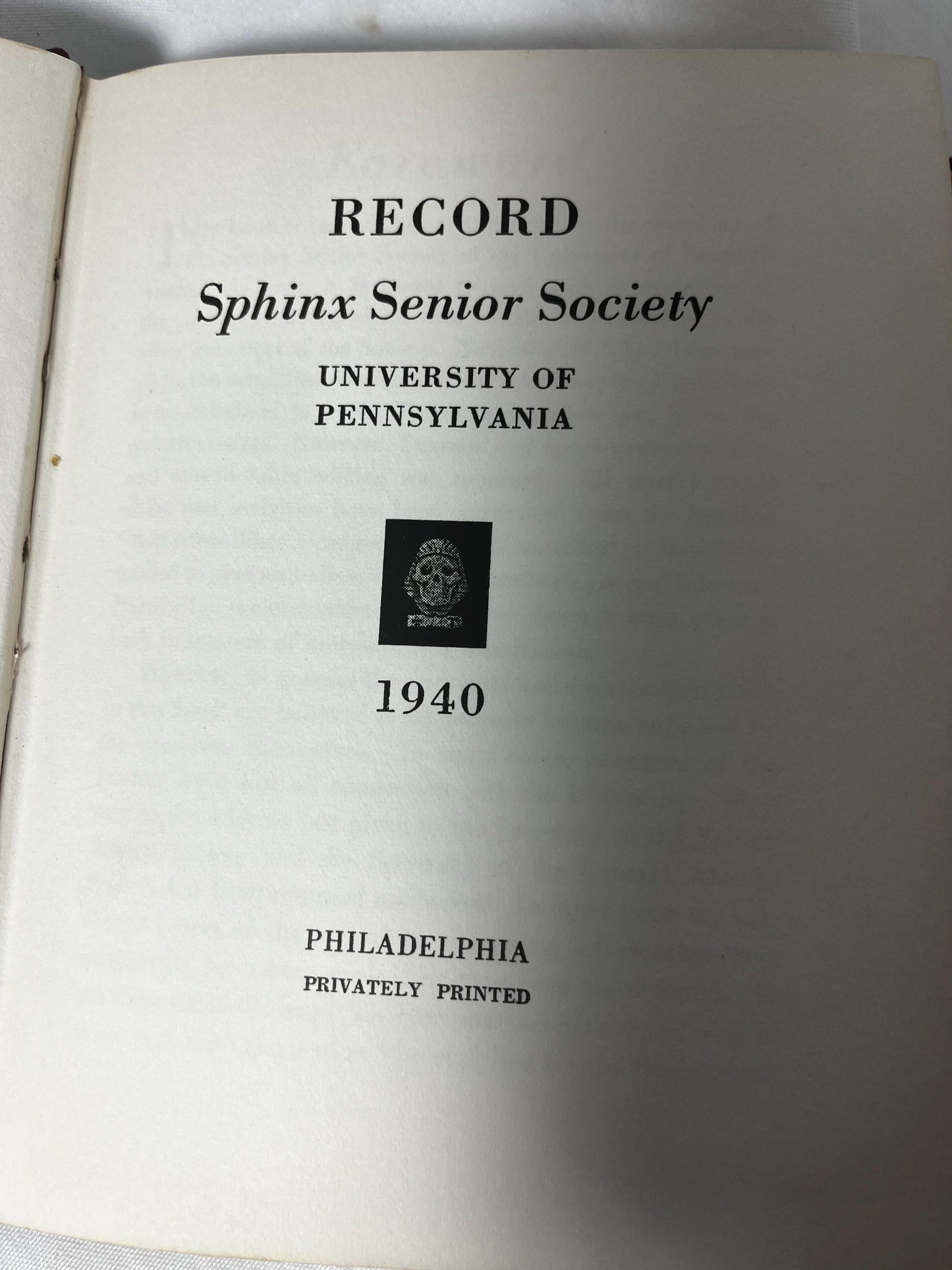 University of Pennsylvania Sphinx Senior Society 1940 Members Book, Collegiate Memorabilia, Society Roll