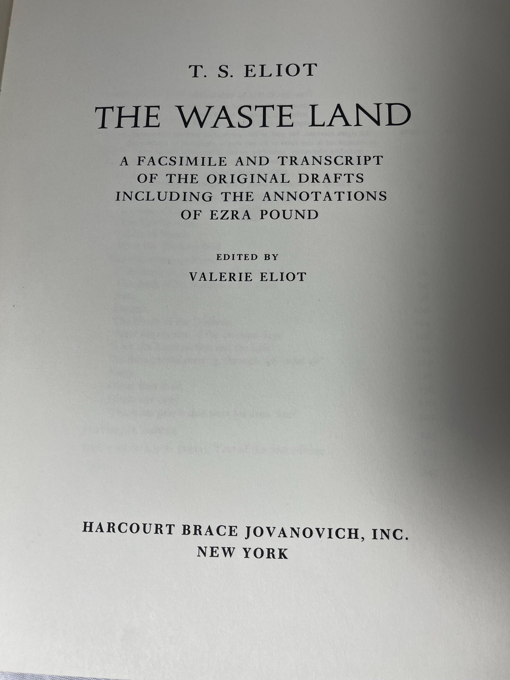 The Waste Land Facsimile Drafts with Ezra Pound Annotations, TS Eliot Poetry Book, 20th Century Literature Gift