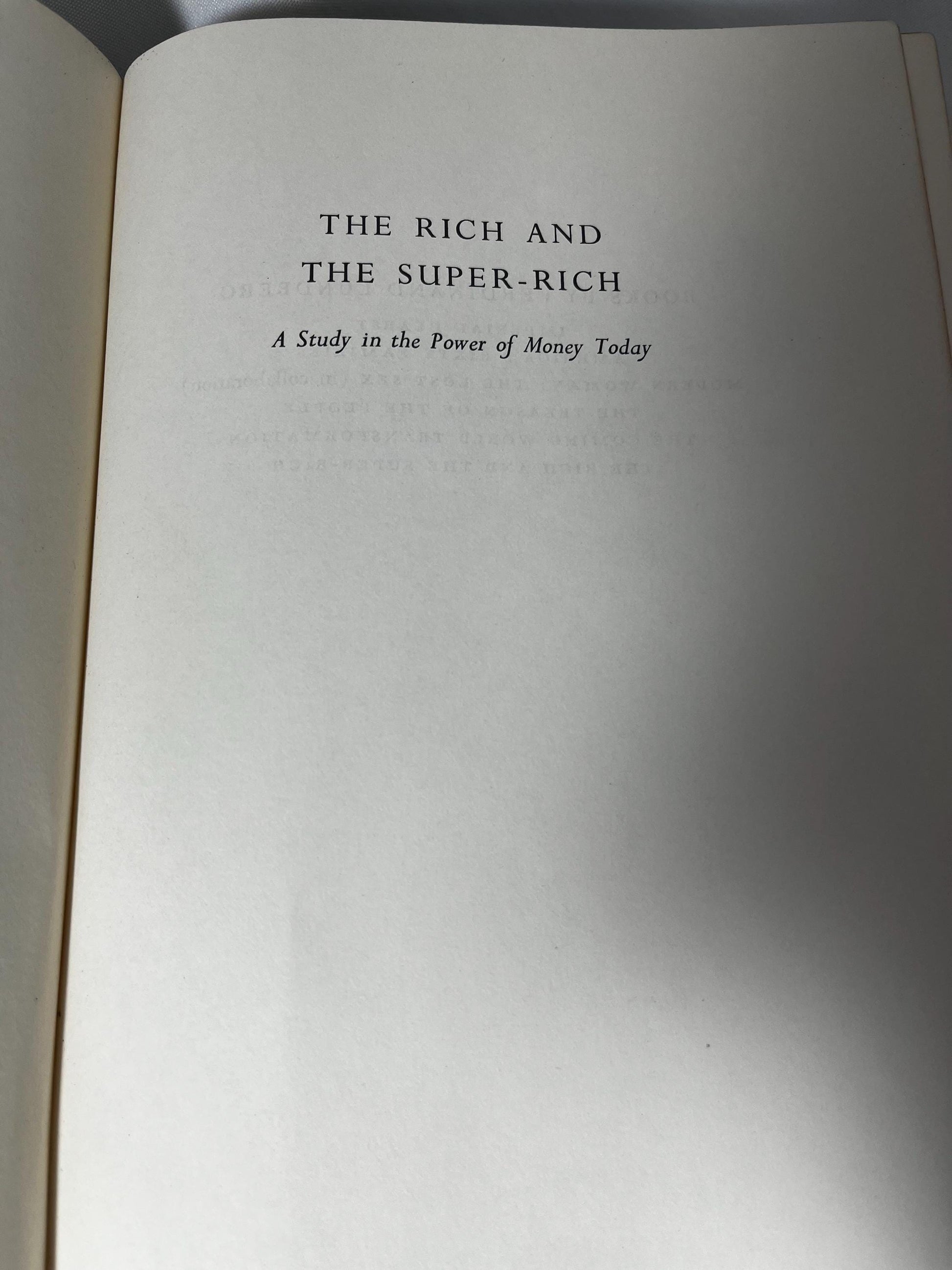 Vintage Ferdinand Lundberg Hardcover Book 1968 First Edition, Wealth History Study, Social Class Analysis