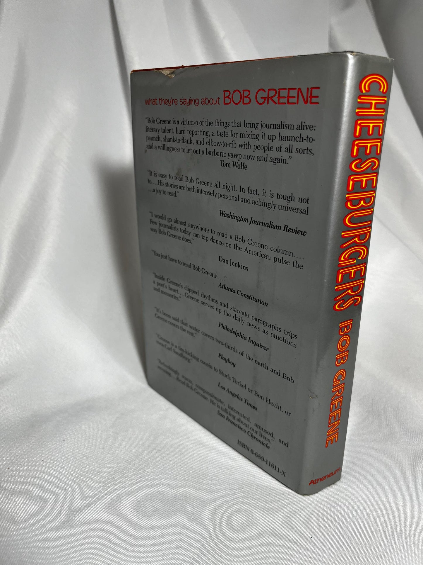 Cheeseburgers by Bob Greene - 1985 - First Edition, Chicago Tribune Columnist, Hardcover Book, Column Writing