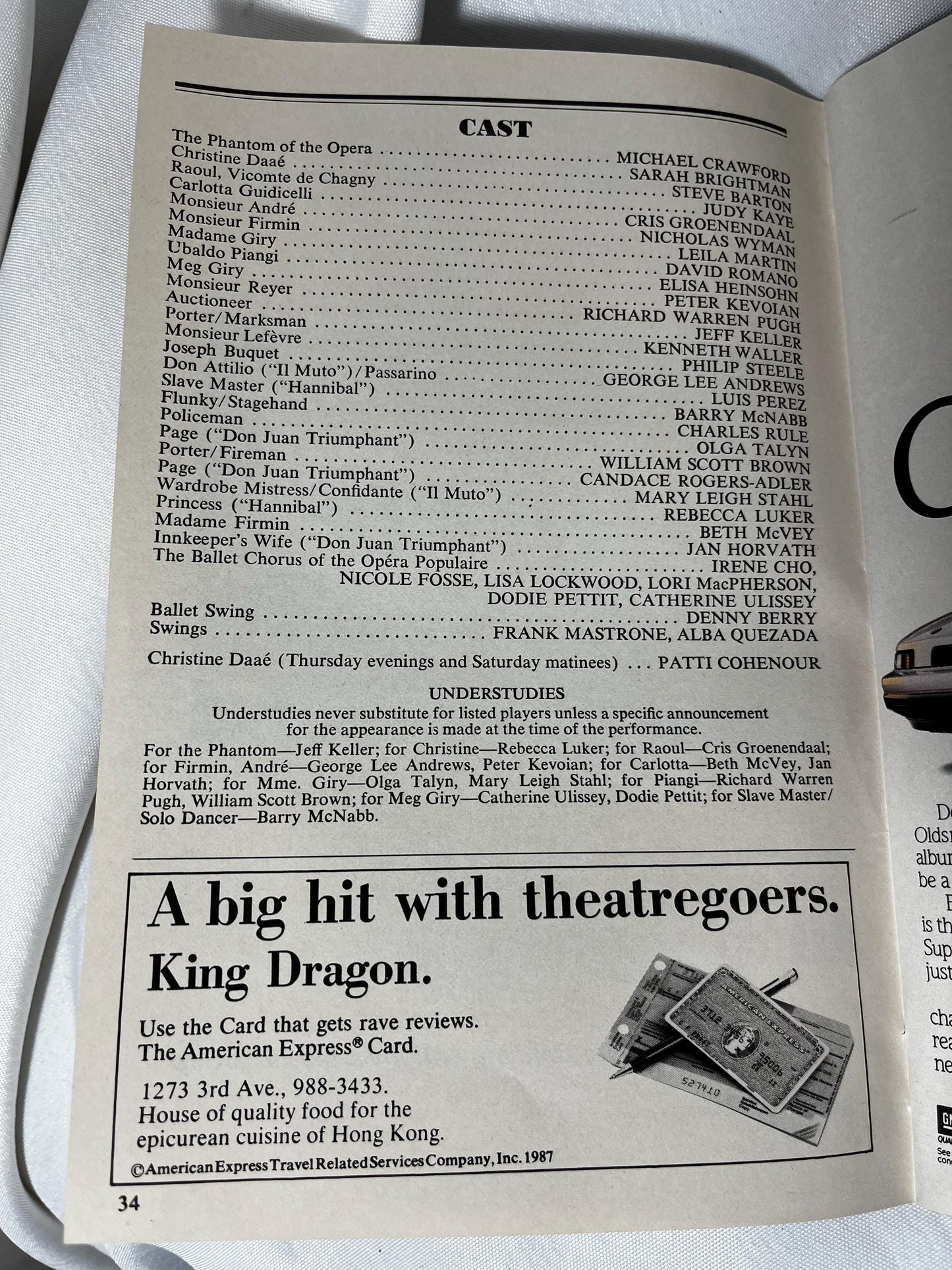 The Phantom of the Opera Playbill & Ticket Stub Set, 1988 Original Broadway Cast, Souvenir Collectible