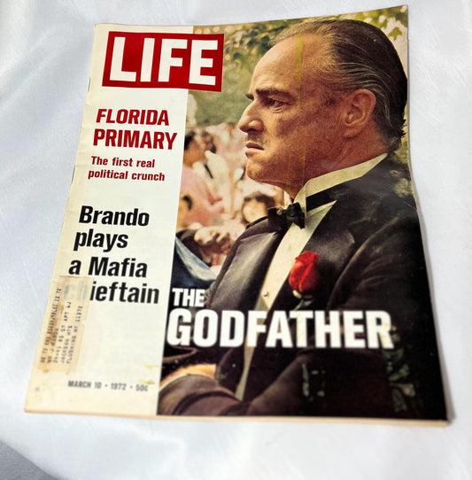 Vintage Life Magazine 1972 "The Godfather" Marlon Brando Cover, Cultural Event Memorabilia