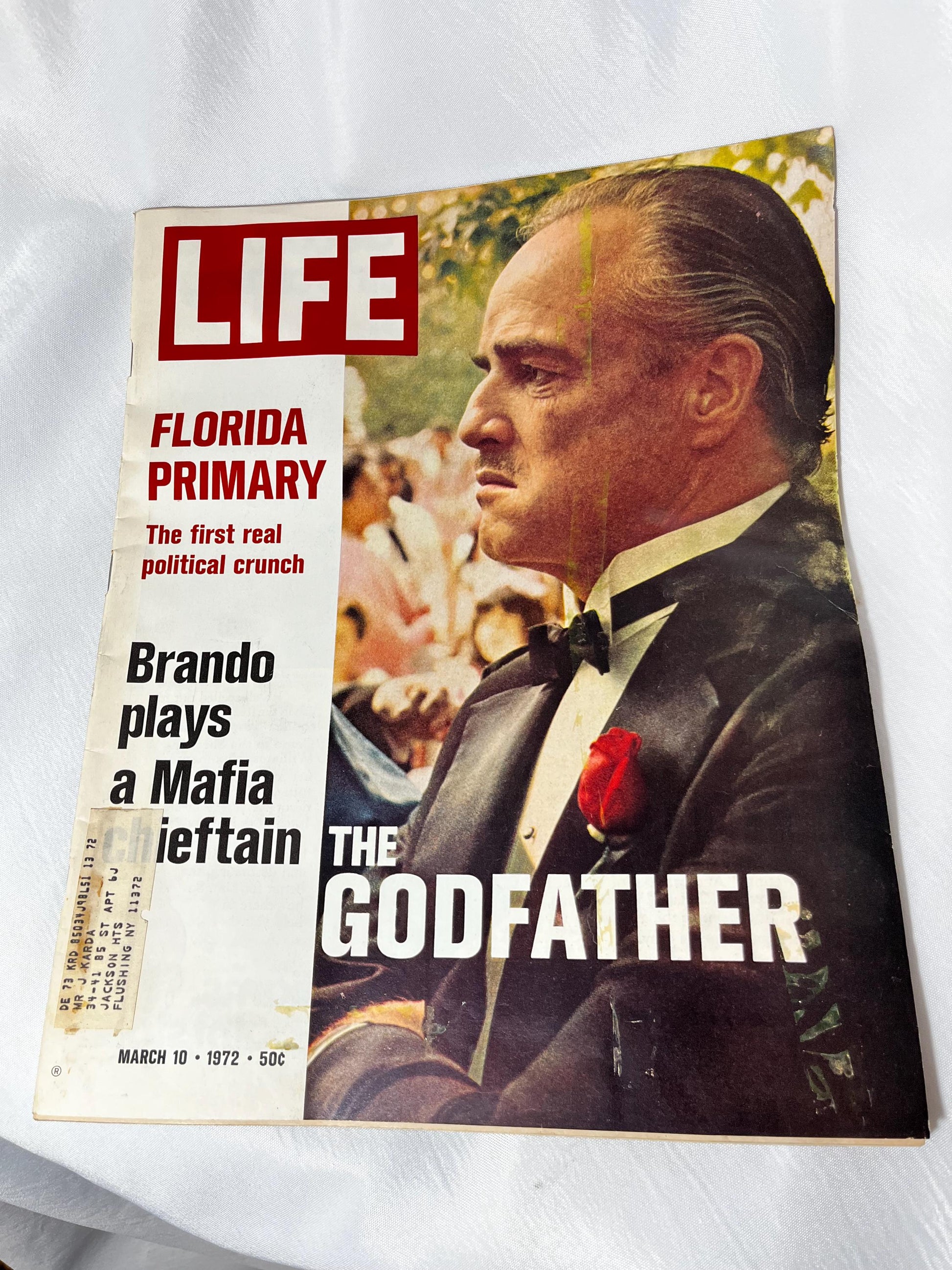 Vintage Life Magazine 1972 "The Godfather" Marlon Brando Cover, Cultural Event Memorabilia