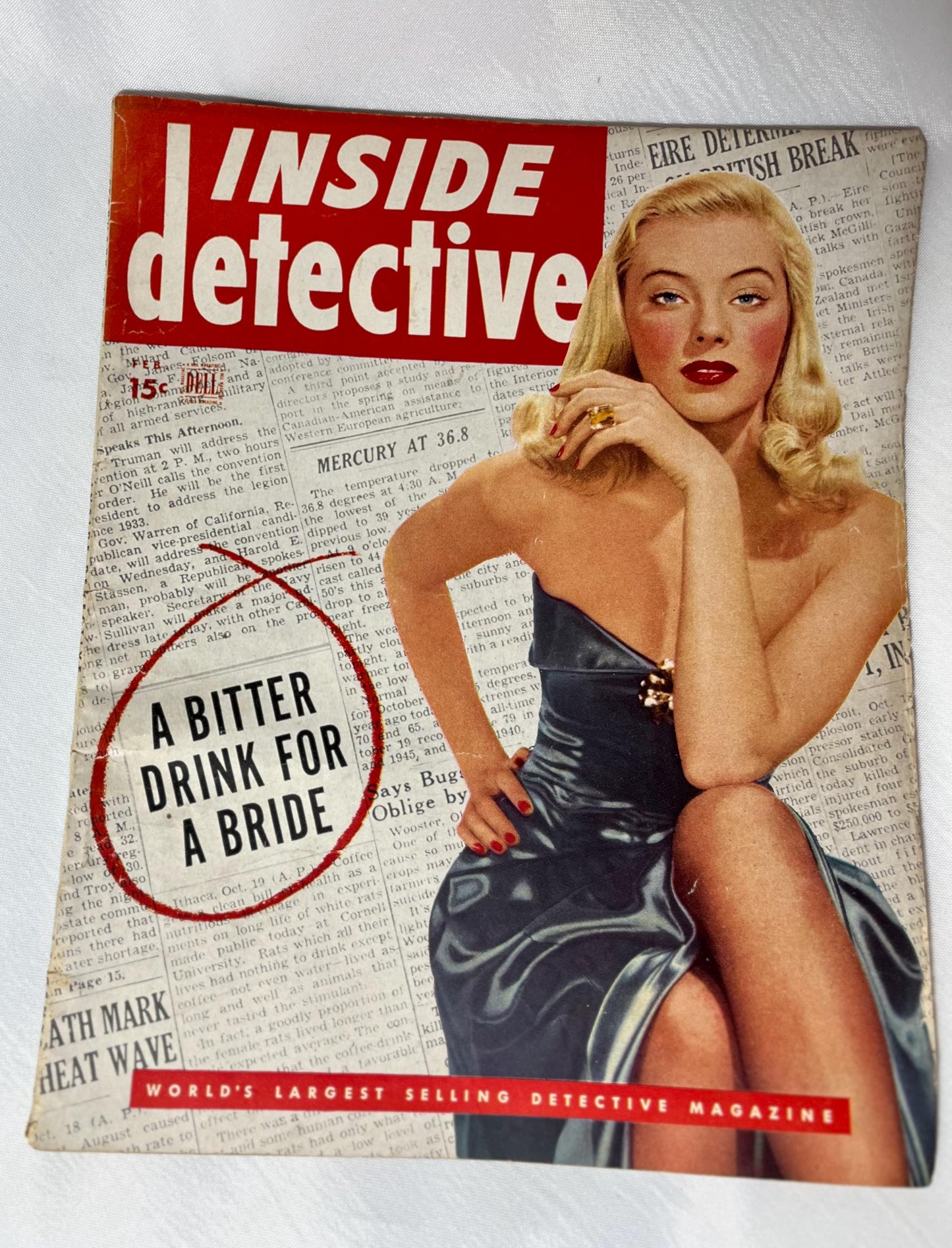 Rare Inside Detective Magazine Feb 1949, Crime Detective Stories, Vintage Pulp Fiction