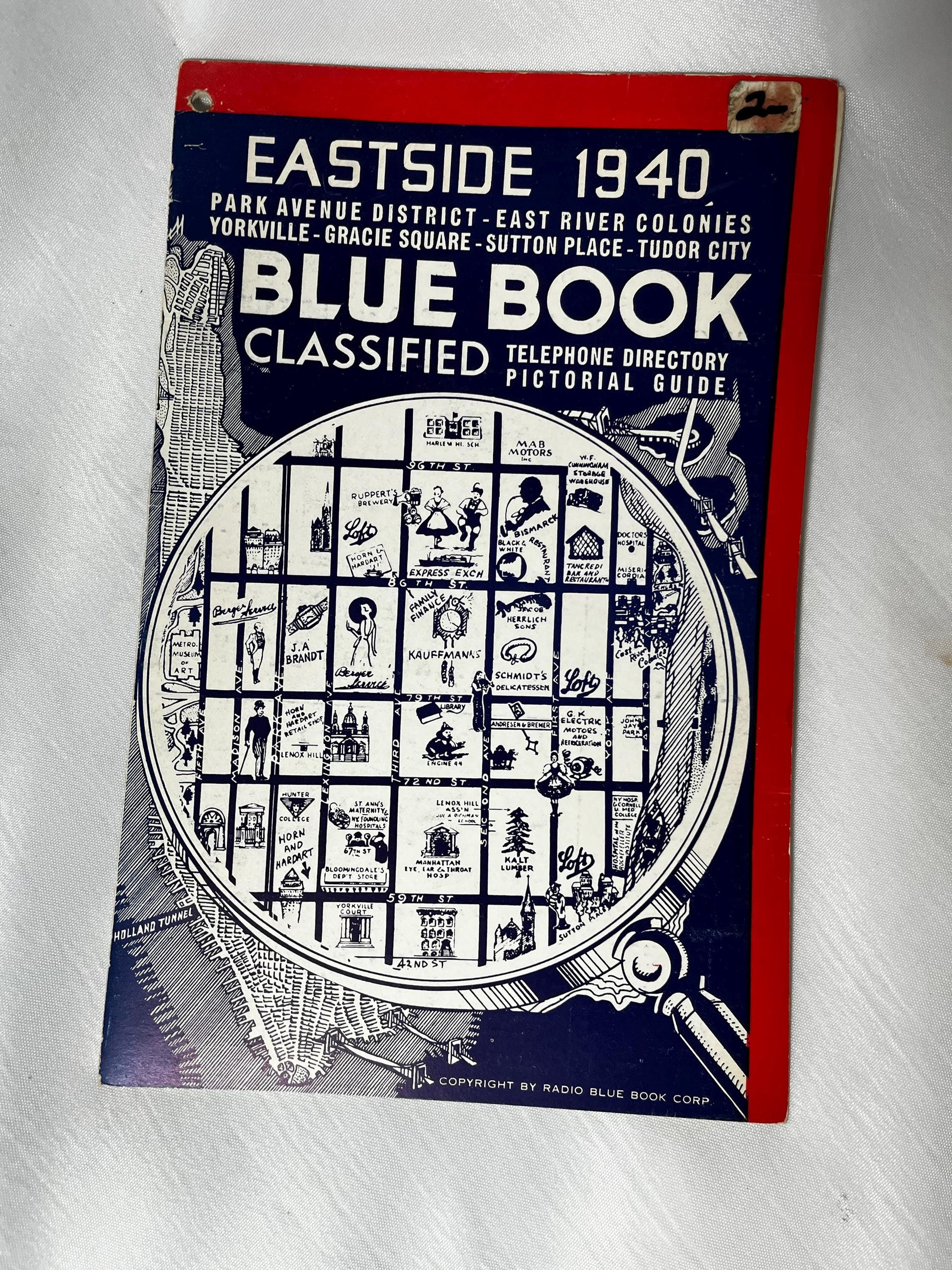 Vintage East Side of Manhattan 1940 Blue Book Telephone Directory, Pictorial Guide, Classified Listing