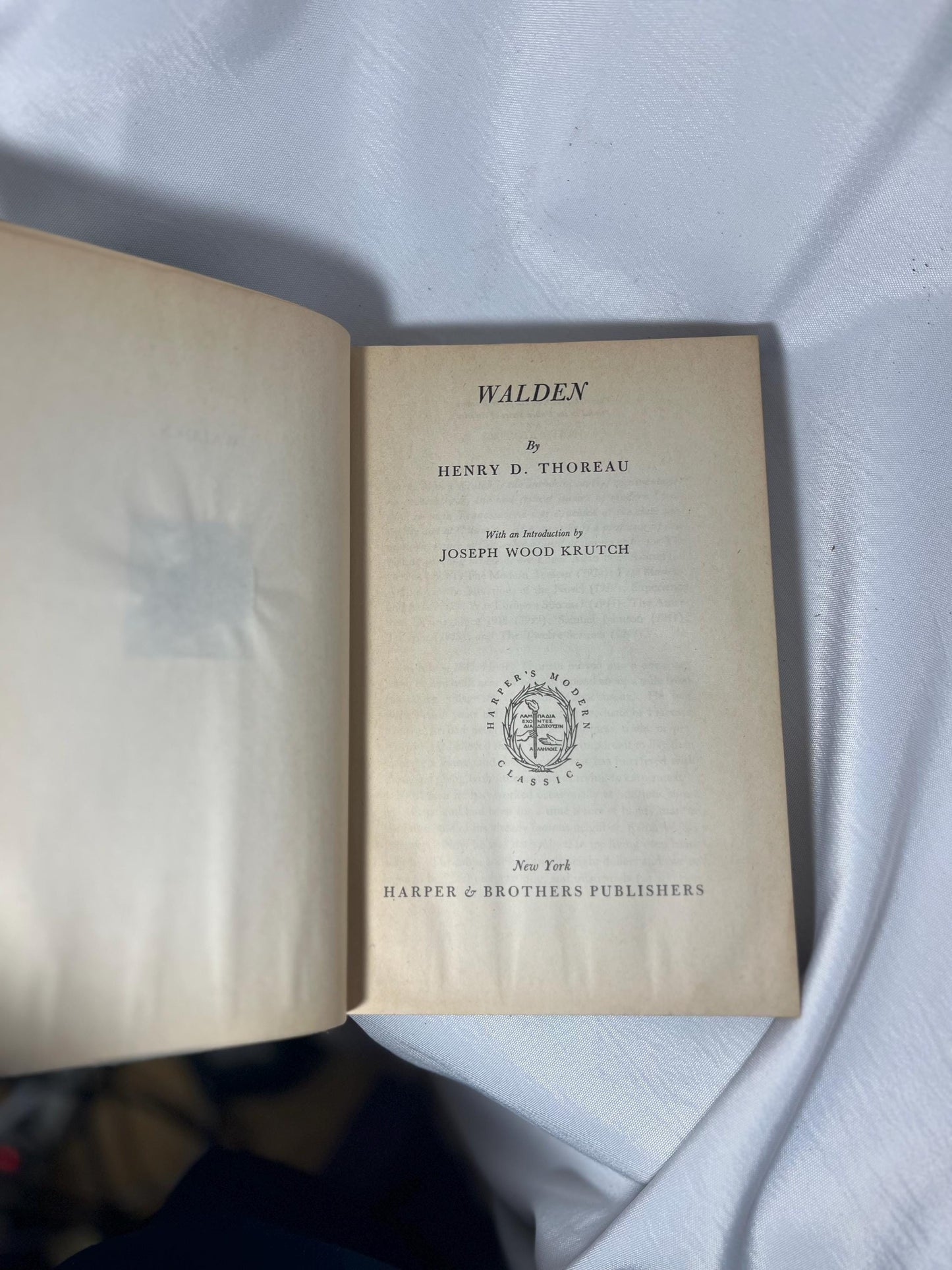 Vintage Walden Hardcover Book 1950, Henry David Thoreau, Harper’s Modern Classics Edition, Thoreau Collector Gift