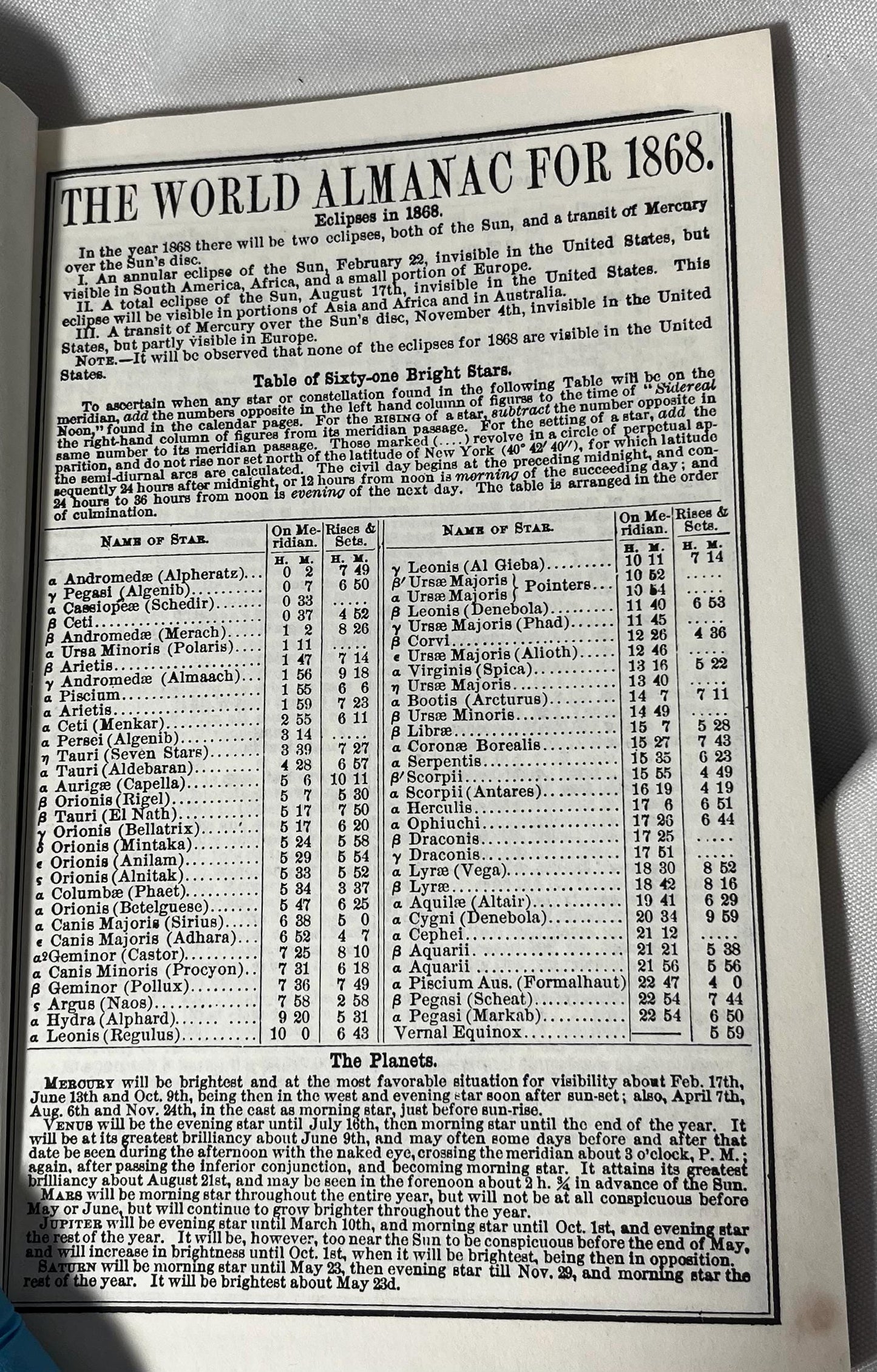 The World Almanac 1868 Reproduction, Vintage Book Replica, 1800s Almanac, Historical Reference Book