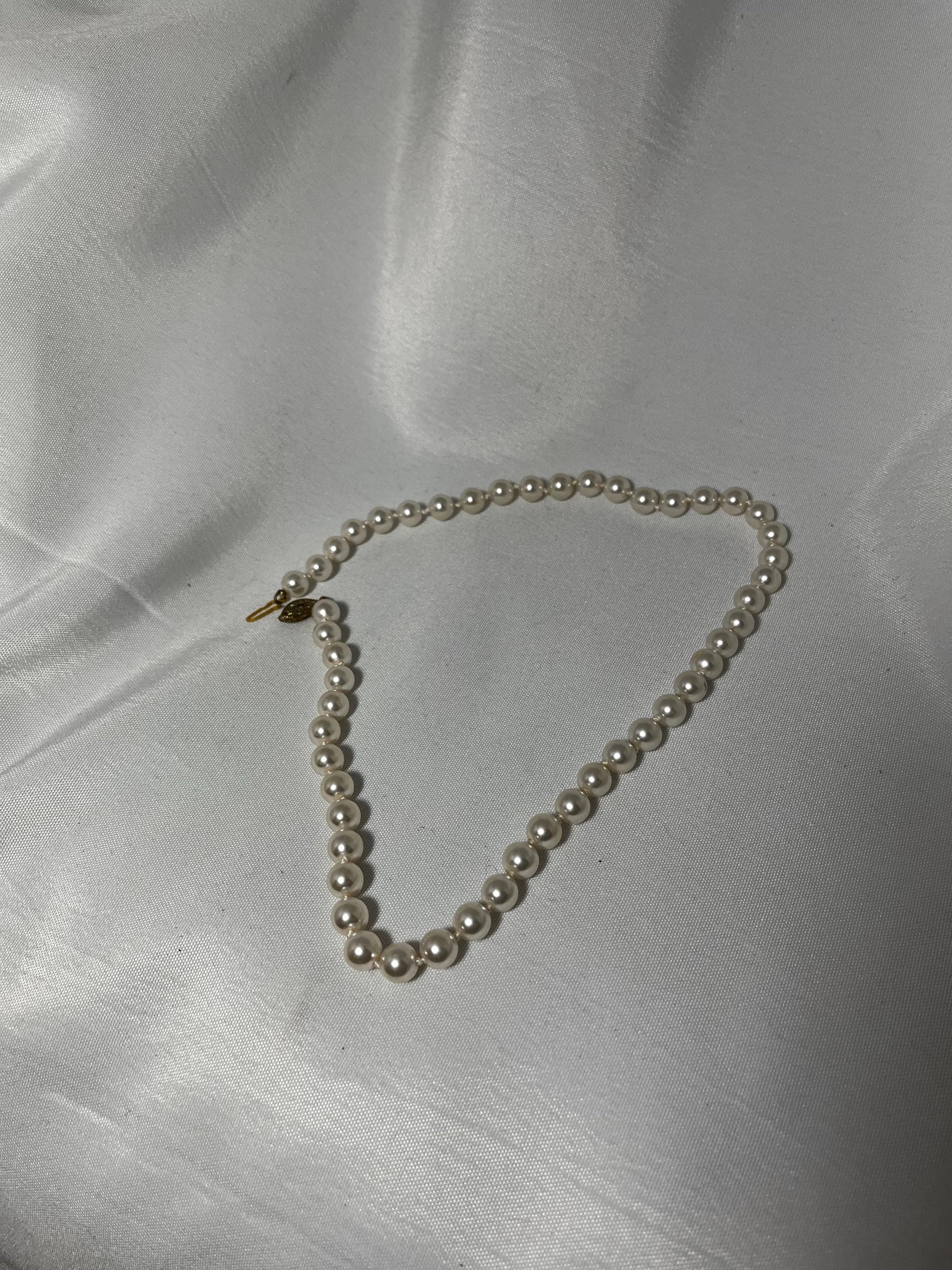 Freshwater Pearl Necklace 16.75 in, Hand-Knotted Pearls, Elegant Pearl Jewelry, Classic Necklace, Bridal Pearls