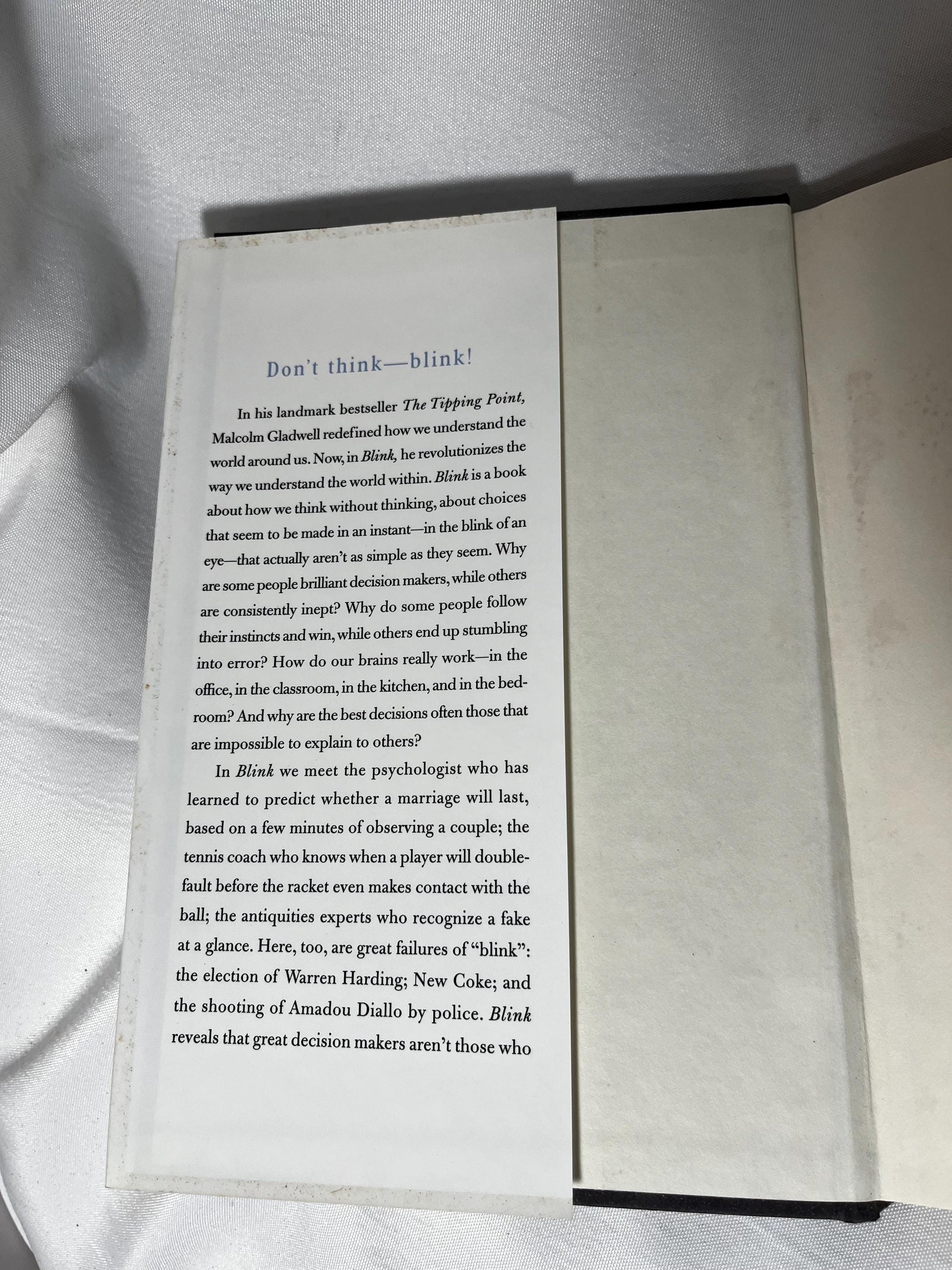 Blink Hardcover Book Malcolm Gladwell - First Edition 2005, Philosophy Reading Gift