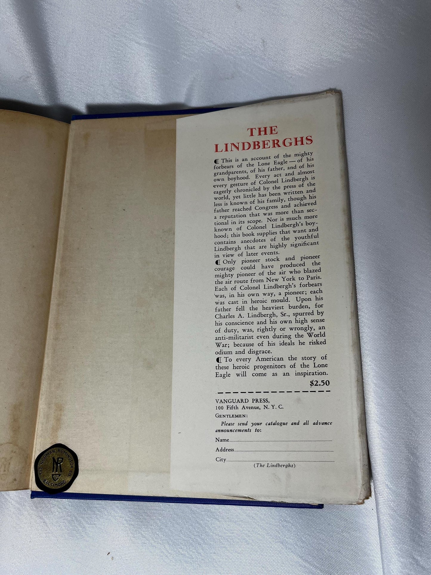 The Lindberghs by Lynn and Dora B. Haynes - 1931 First Edition Hardcover Book, Charles Lindbergh Biography, Aviator Memorabilia