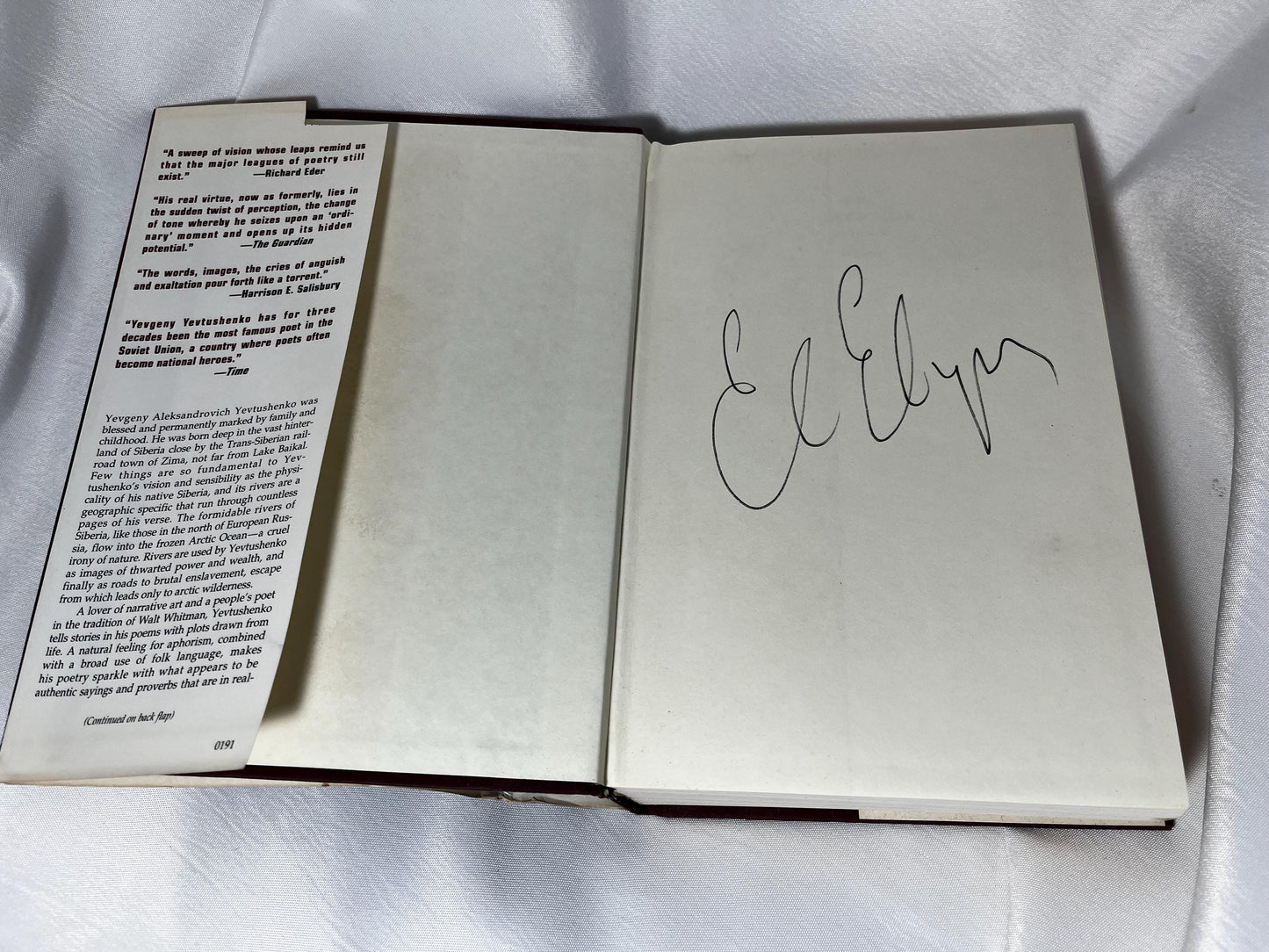 SIGNED Yevgeny Yevtushenko Poetry Book, Hardcover First Edition, Russian Literature Gift, 1991 Collector's Edition