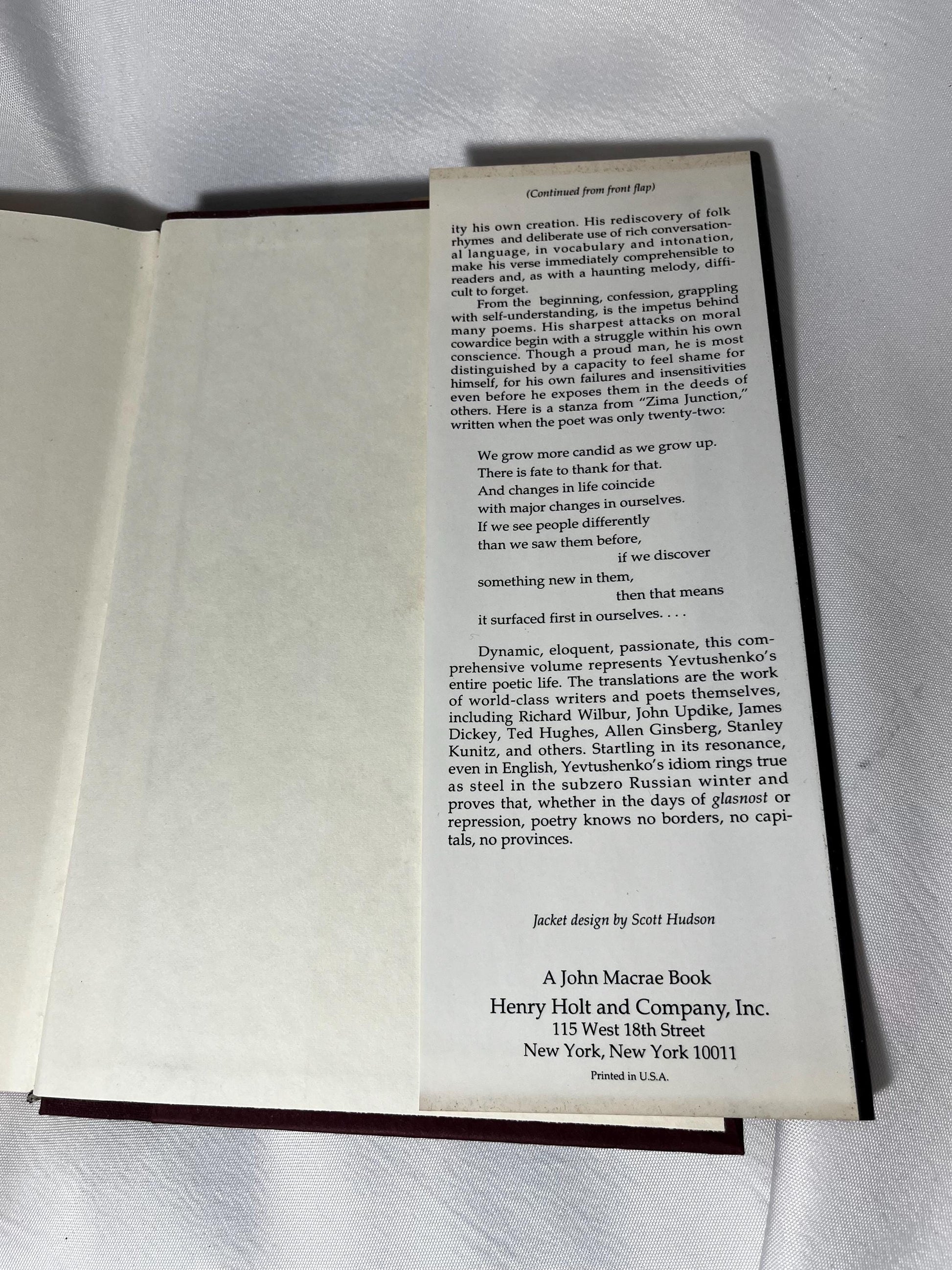 SIGNED Yevgeny Yevtushenko Poetry Book, Hardcover First Edition, Russian Literature Gift, 1991 Collector's Edition