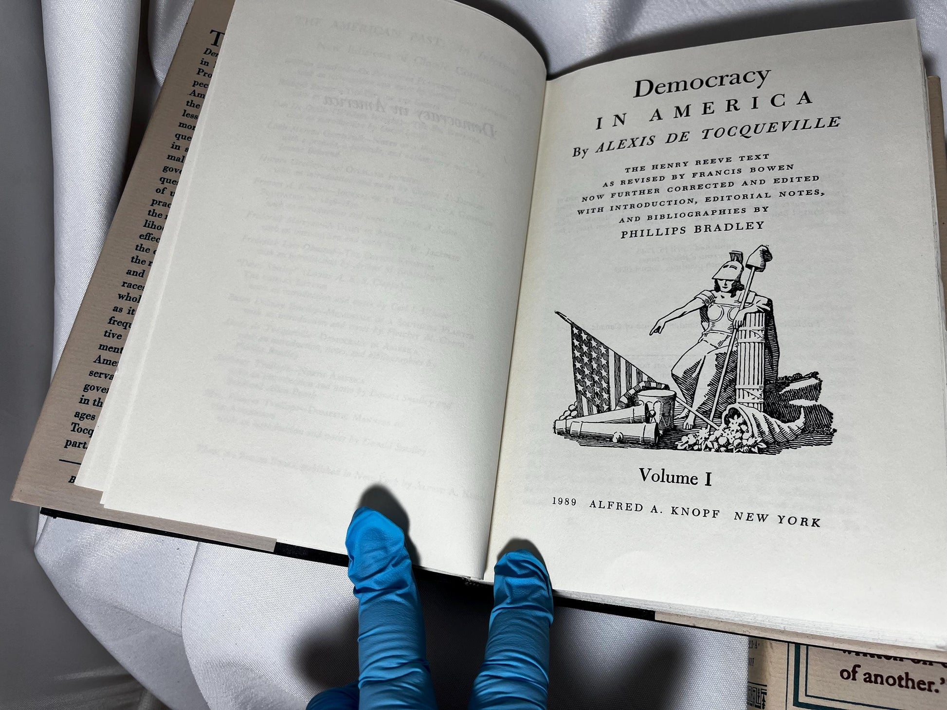 Democracy in America Hardcover Books Set, Volumes I & II, Alexis de Tocqueville, 17th Printing 1989, US Edition