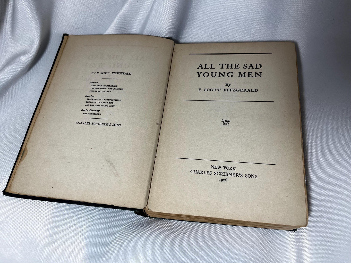 1926 First Edition "All the Sad Young Men" by F. Scott Fitzgerald, Vintage 1920s Novel Hardcover