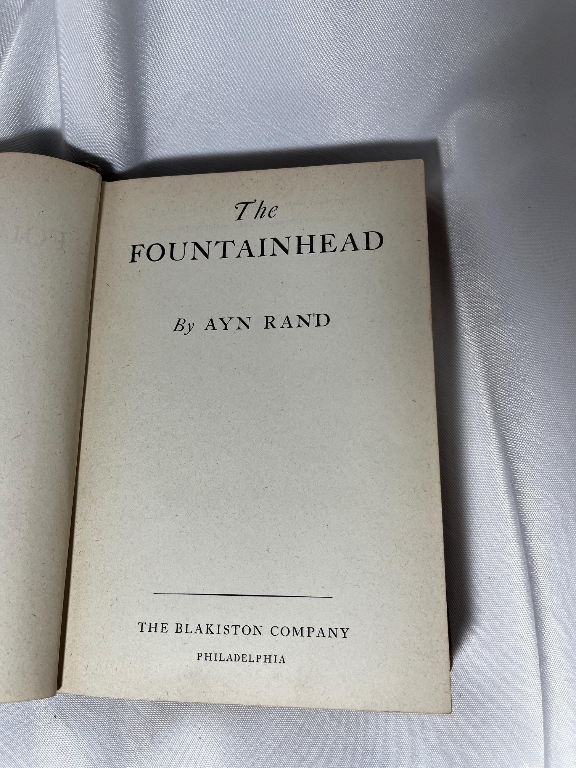 The Fountainhead by Ayn Rand 1943 First Edition Hardcover, Novel, 40s Classic Book