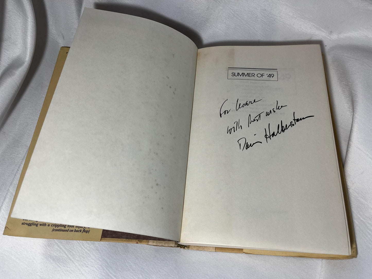 SIGNED "Summer of '49" Baseball History Book by David Halberstam, First Edition Hardcover