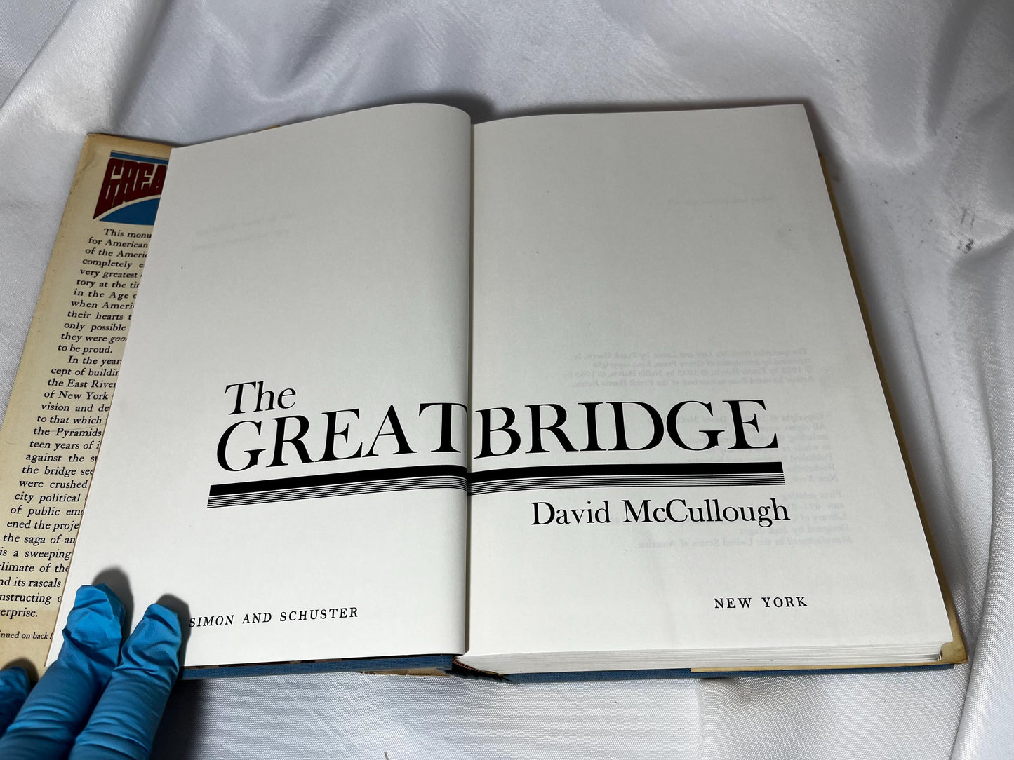 David McCullough Engineering Book, Brooklyn Bridge History, 1972 First Edition Hardcover