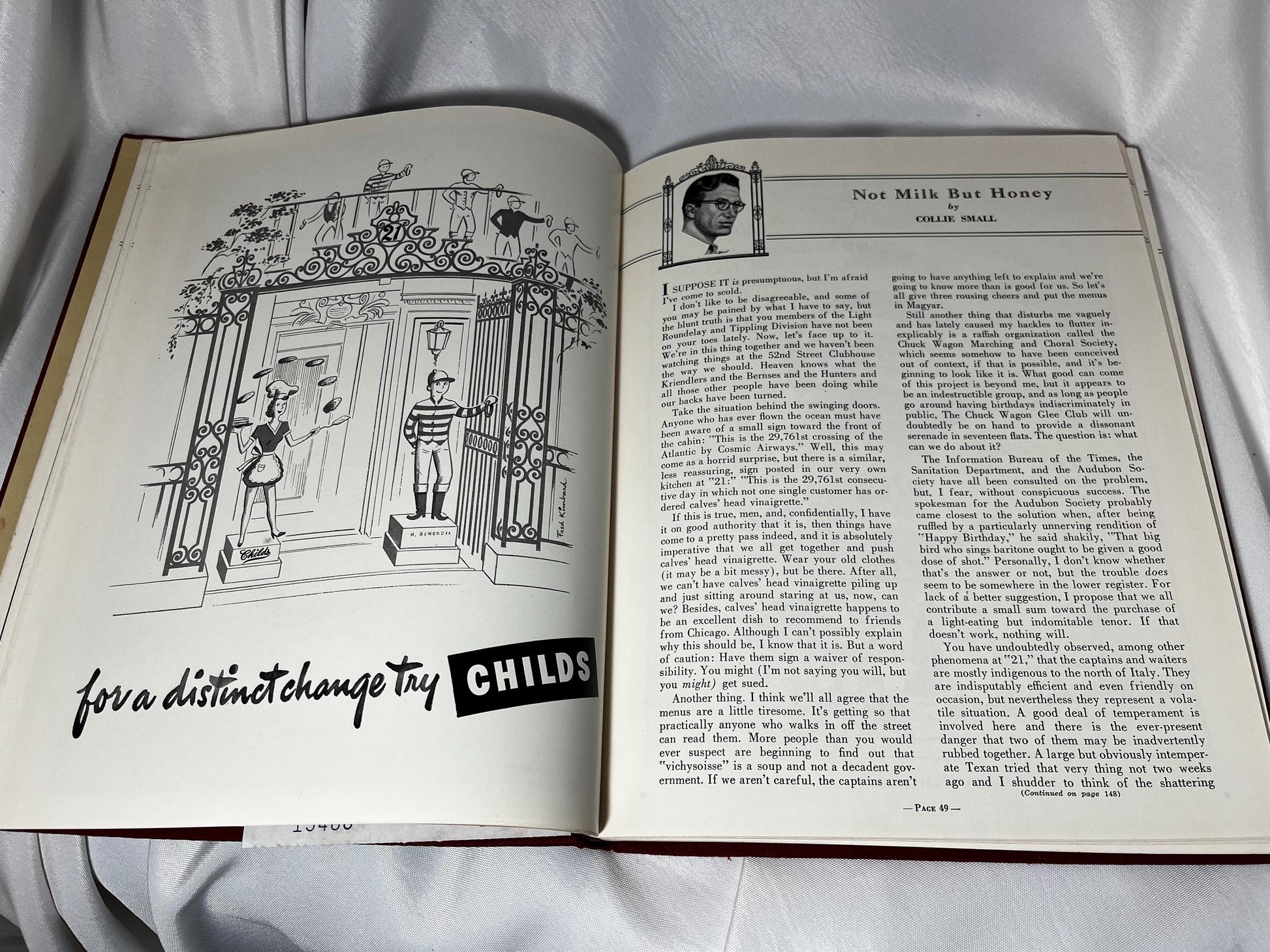 Vintage 1950 Hardcover Iron Gate Jack & Charlie’s '21’, Various Authors Artists, 21 Club Memorabilia