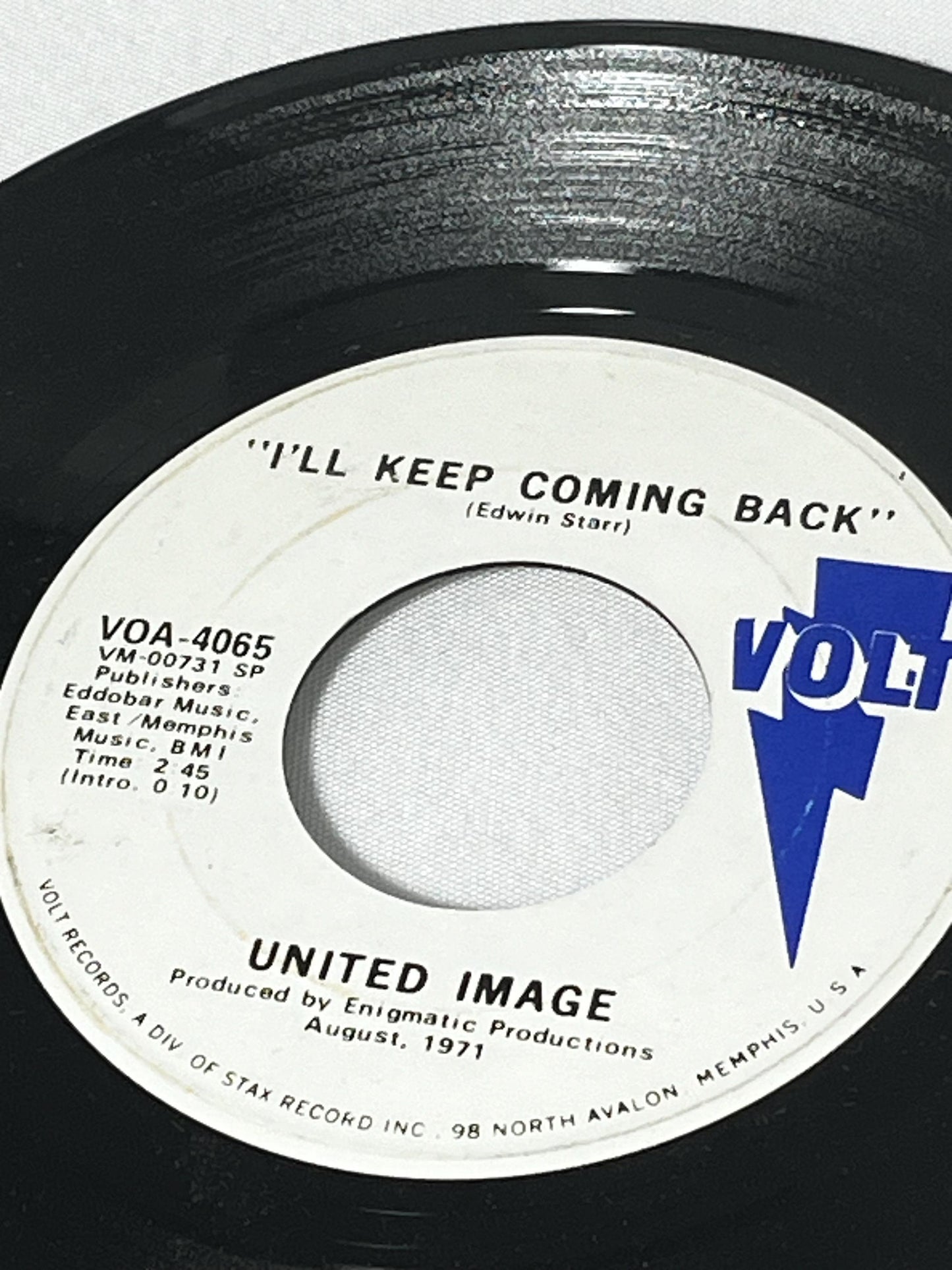 United Image Volt 7" Single 1971 Record, Rock Song Vinyl, Vintage Music Collectible