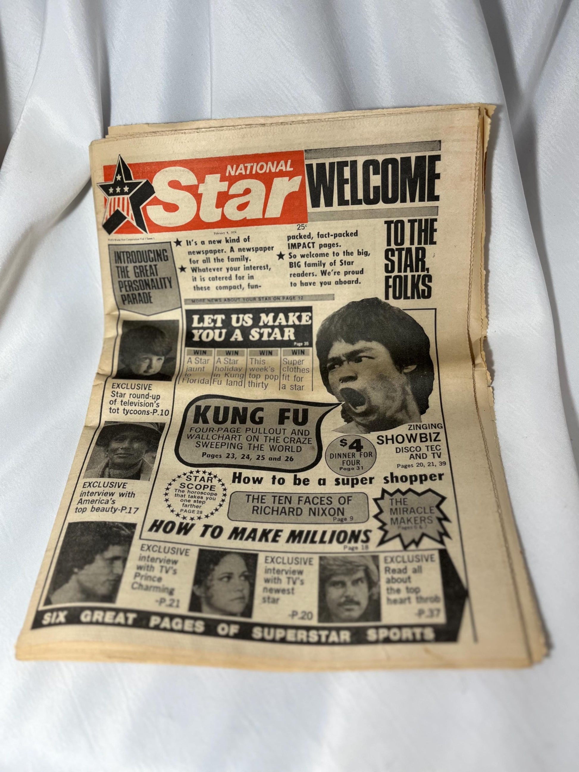 National Star Premiere Issue Newspaper Feb. 9 1974, Vintage 70s Periodical